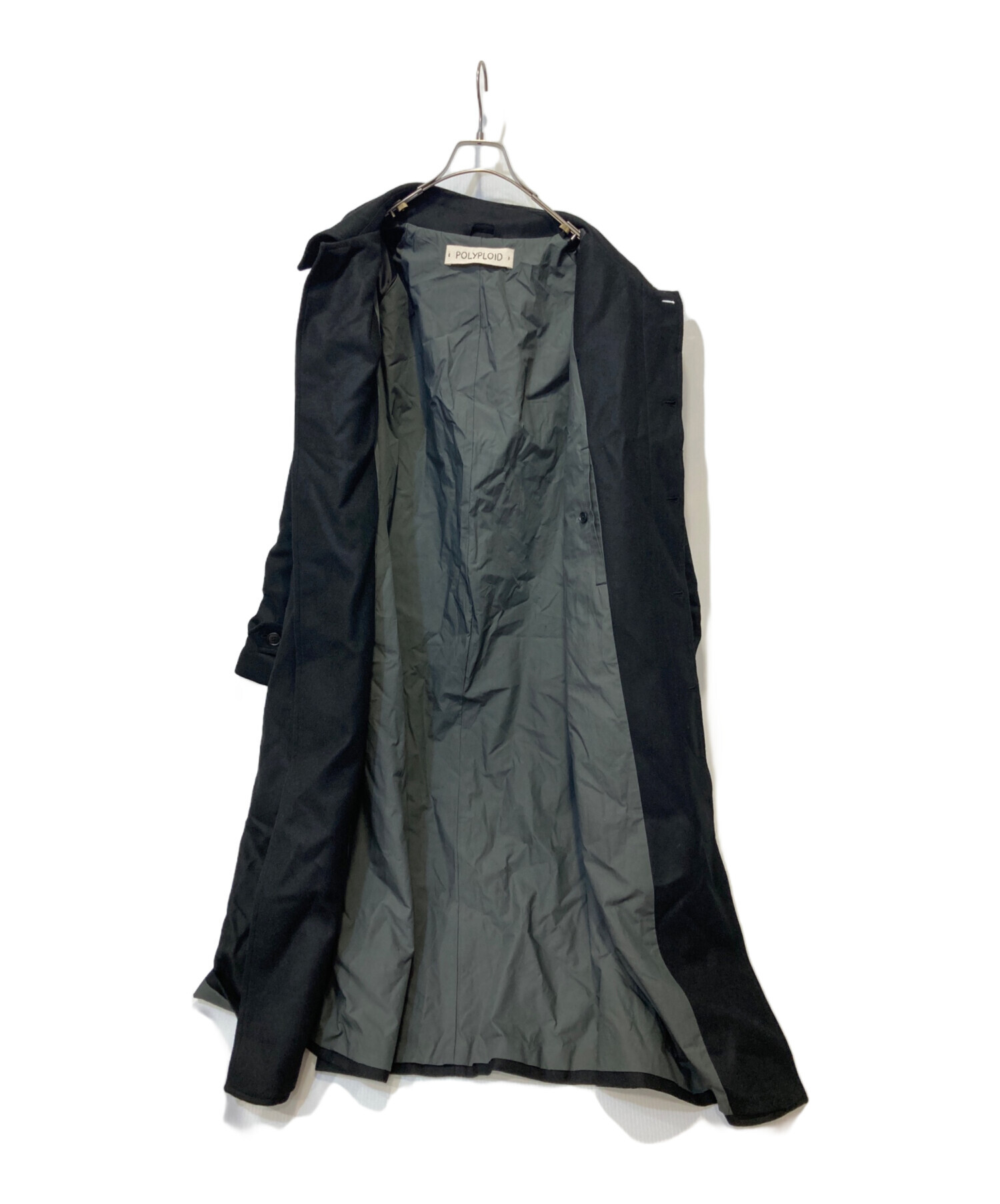 中古・古着通販】POLYPLOID (ポリプロイド) WOOL LONG COAT C ブラック
