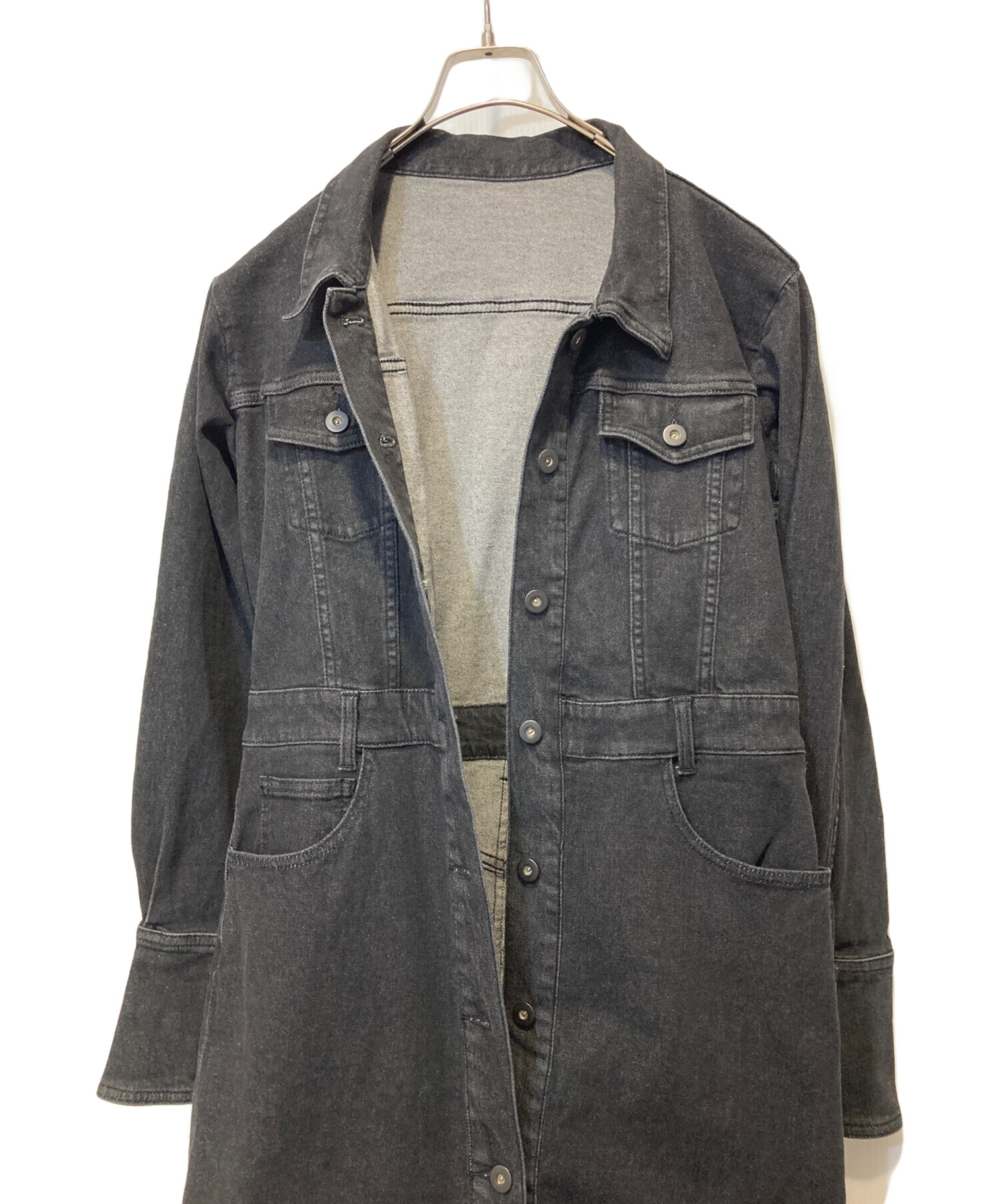 中古・古着通販】Ameri (アメリ) I LINE DENIM SHIRT DRESS ブラック