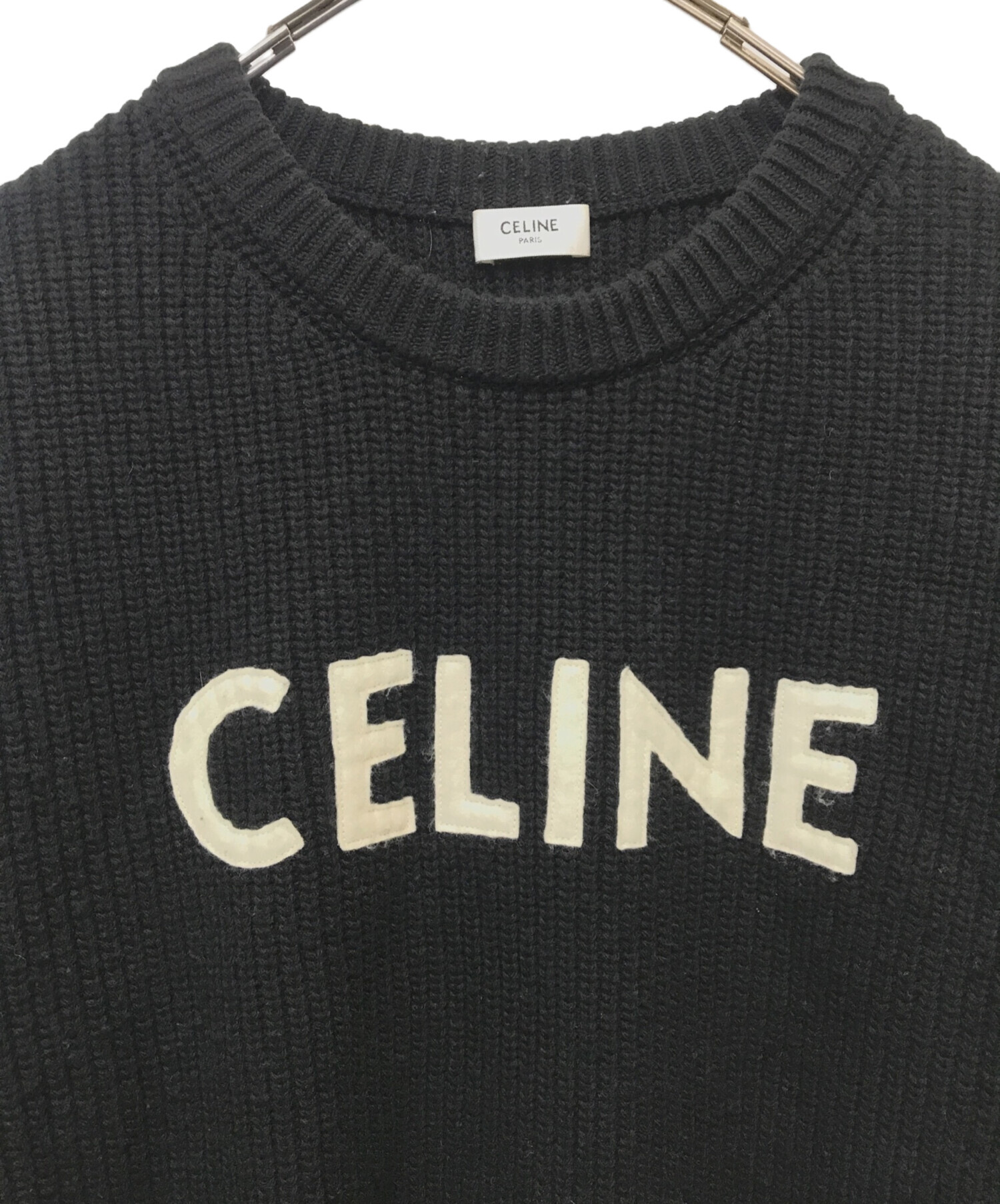 中古・古着通販】CELINE (セリーヌ) クルーネックロゴニット ブラック