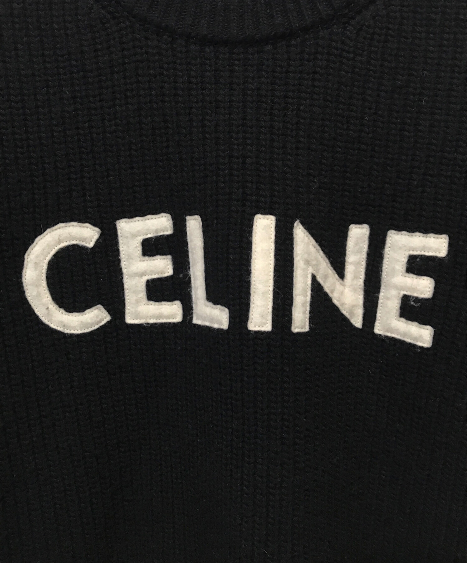 中古・古着通販】CELINE (セリーヌ) クルーネックロゴニット ブラック