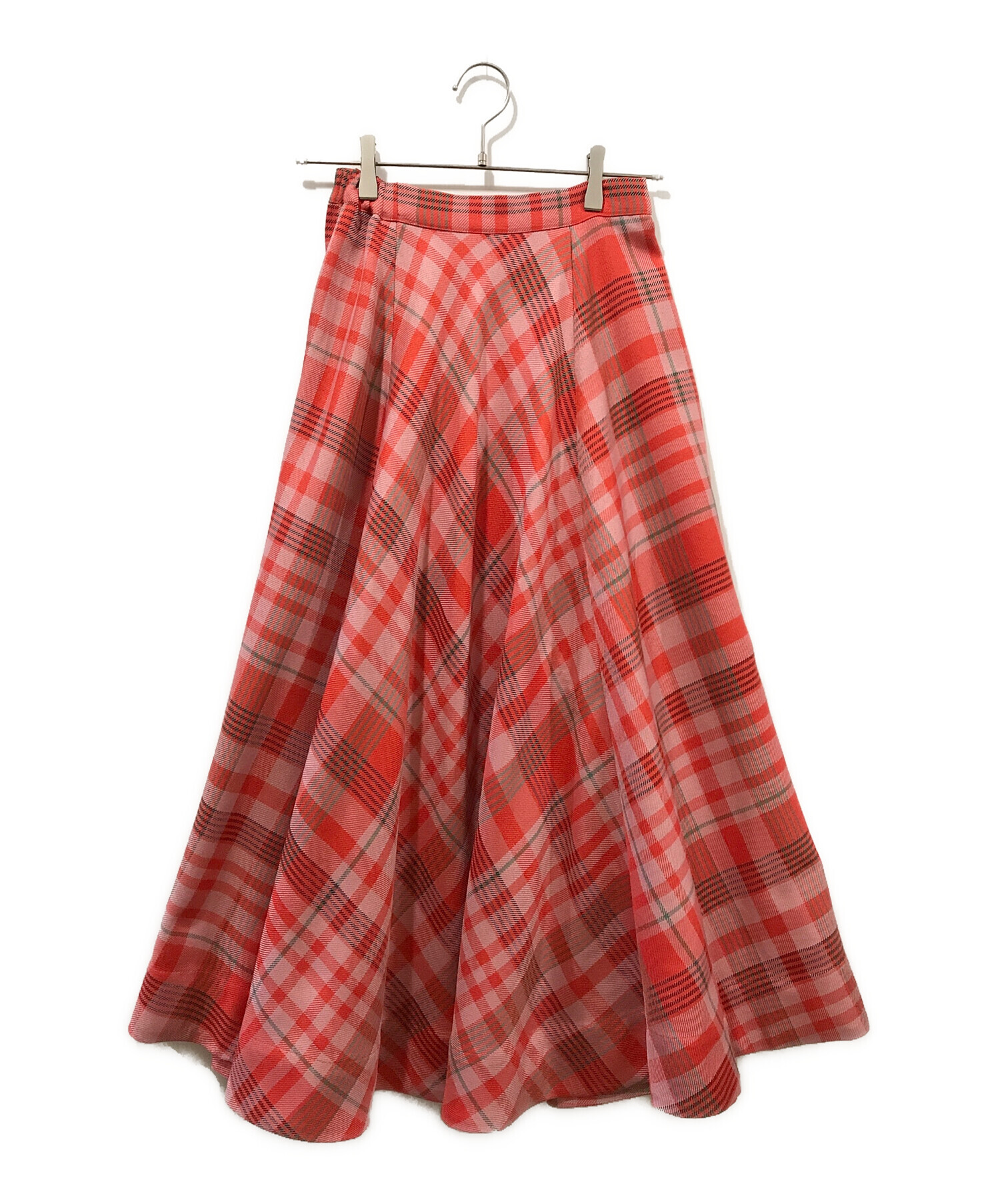 中古・古着通販】AMERI (アメリ) EVELYN CHECK FLARE SKIRT ピンク 