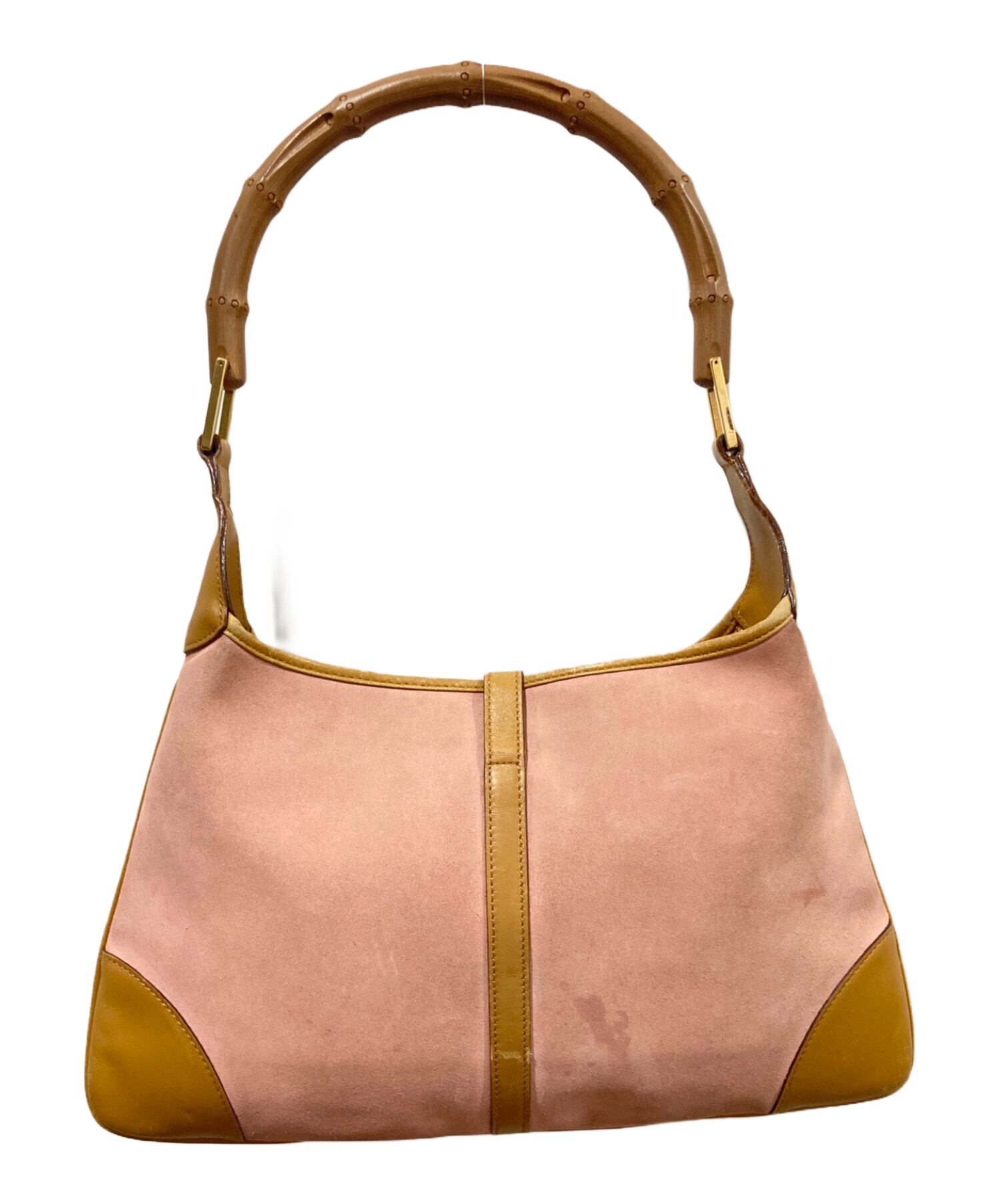 中古・古着通販】GUCCI (グッチ) スウェードバンブーハンドバッグ 