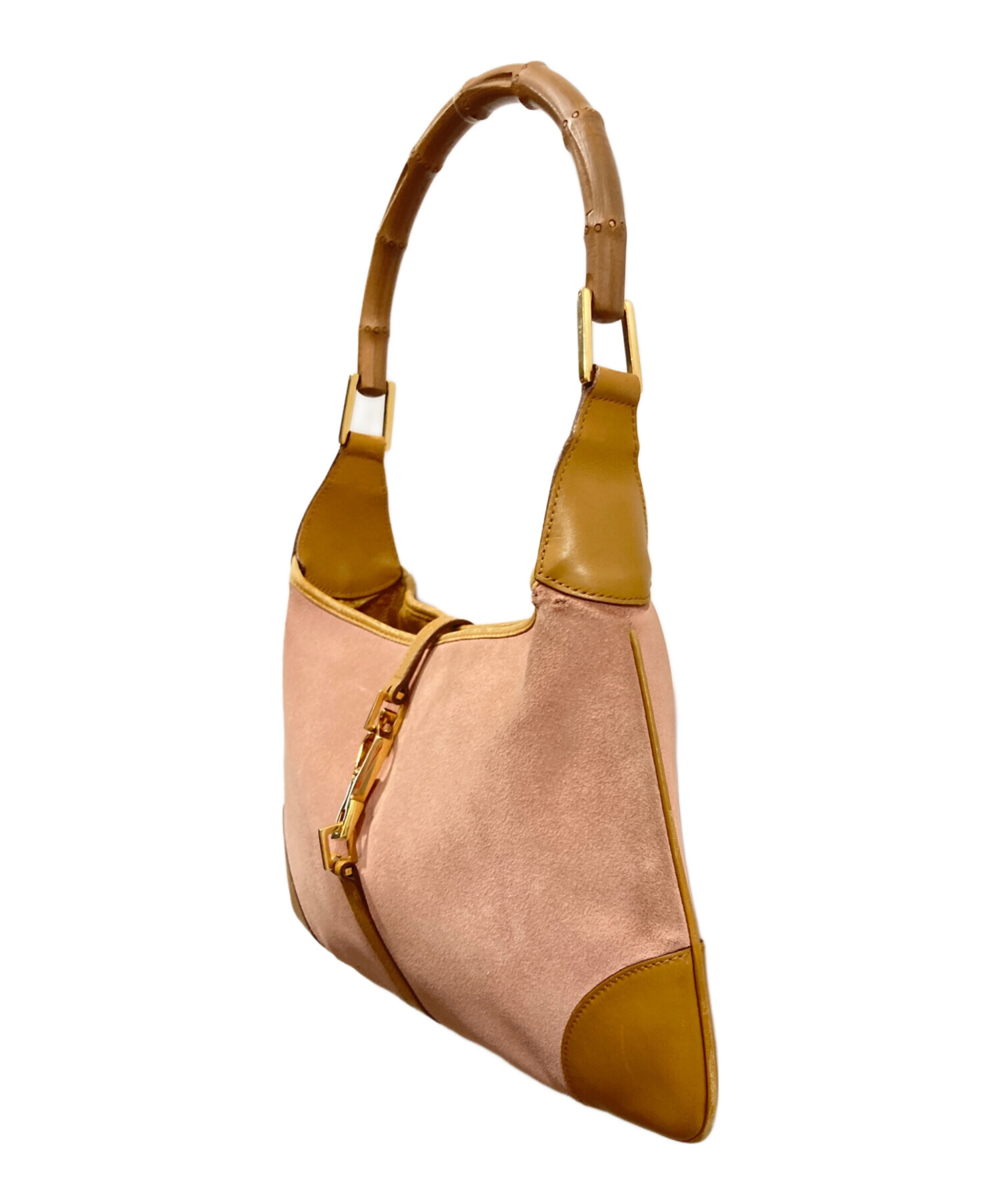 中古・古着通販】GUCCI (グッチ) スウェードバンブーハンドバッグ 