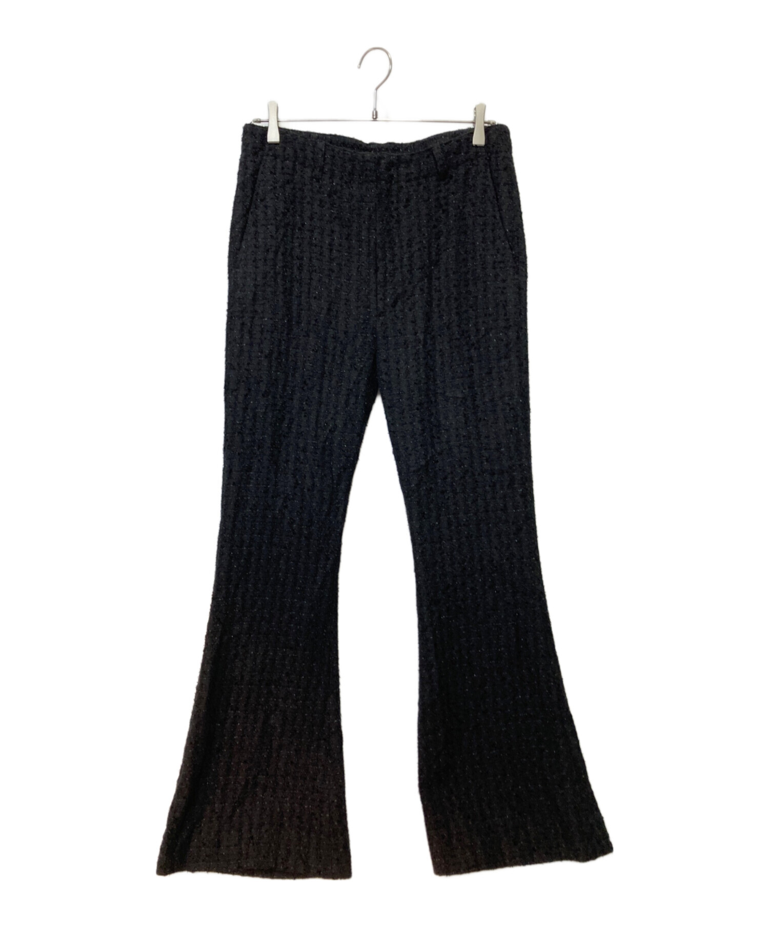 juha FANCY TWEED FLARE PANTS ブラック 中古・古着通販】juha (ユハ) FANCY TWEED FLARE PANTS ブラック