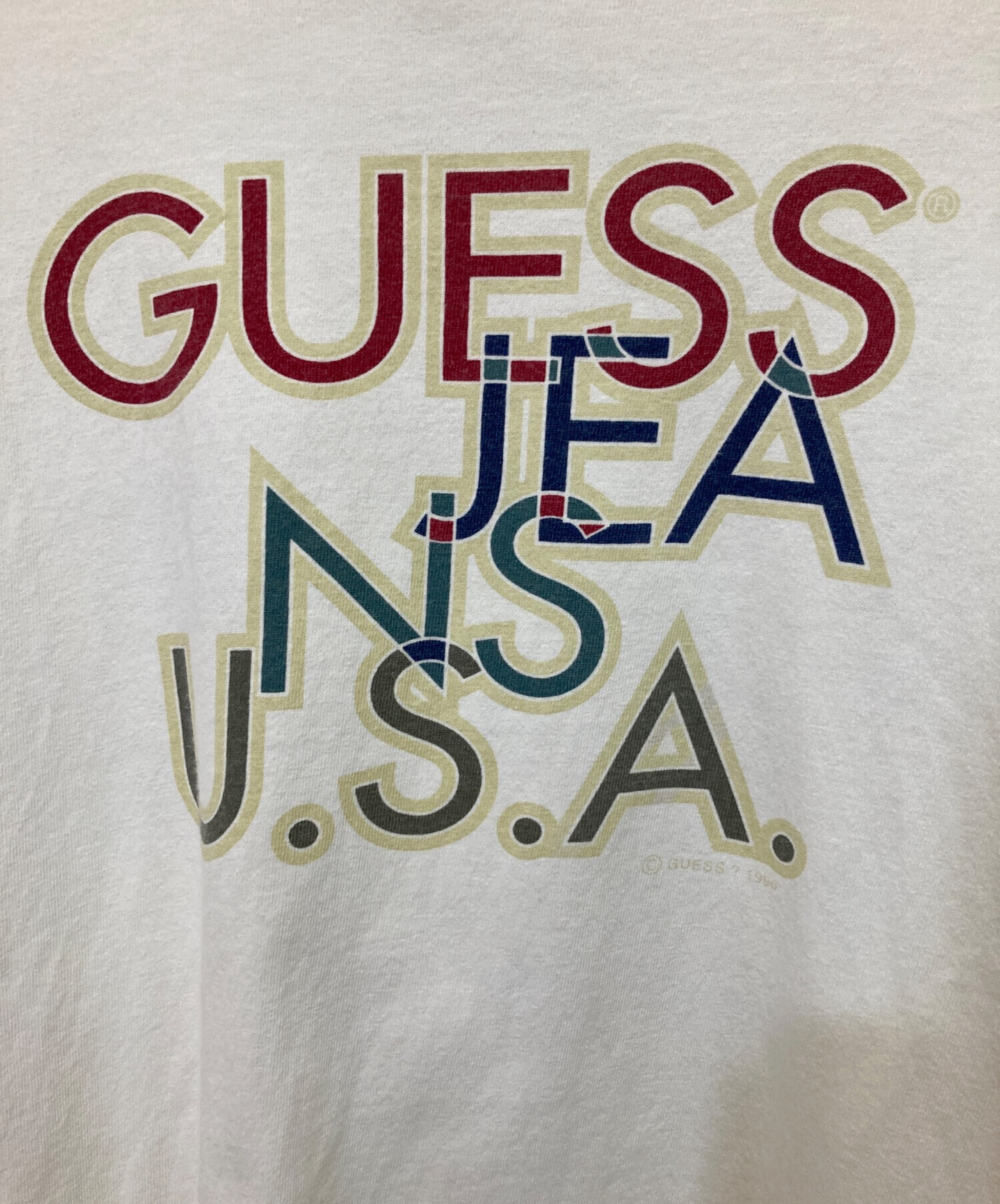 中古・古着通販】GUESS (ゲス) プリントTシャツ ホワイト サイズ:L 