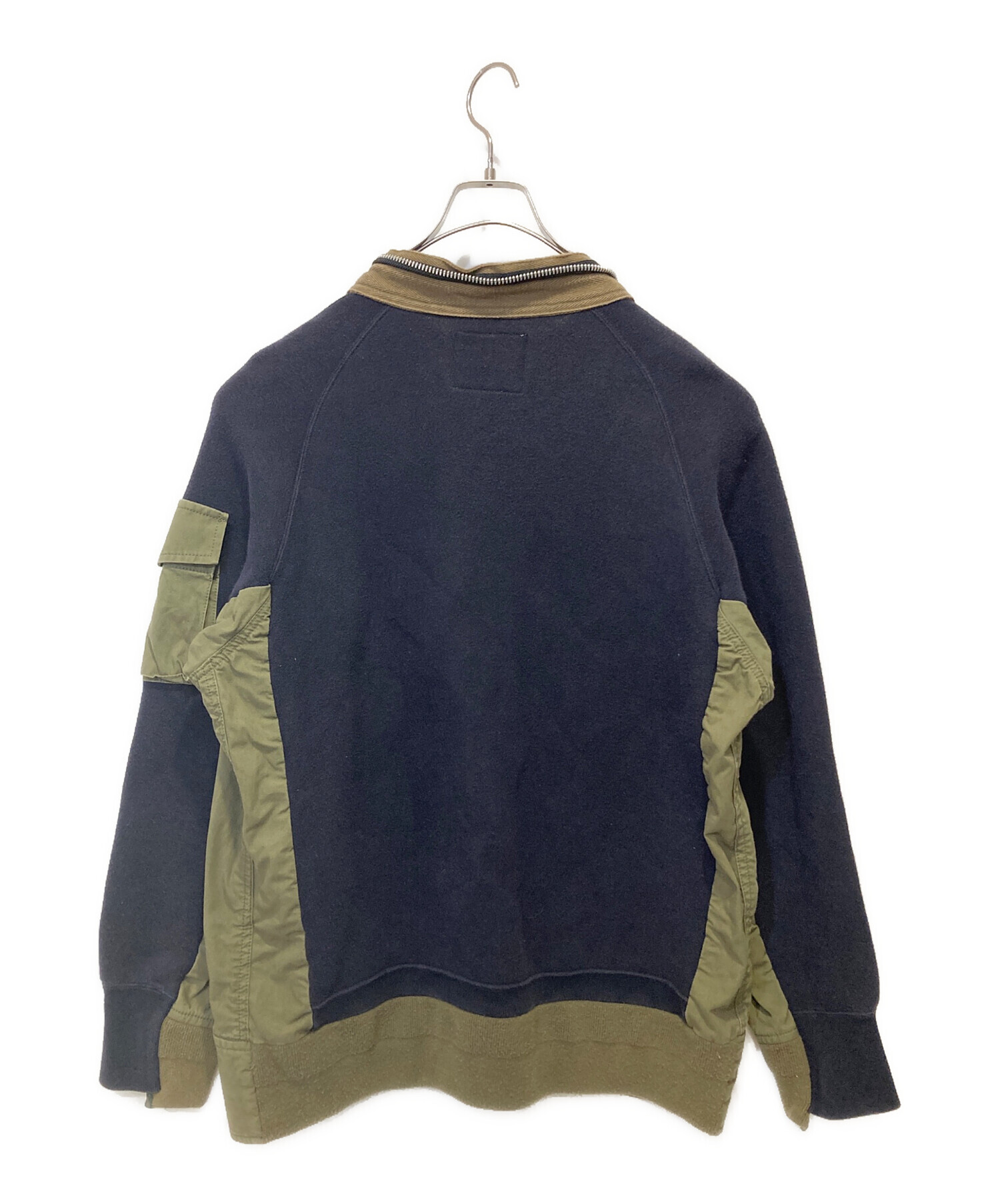 中古・古着通販】sacai (サカイ) SPONGE SWEAT HOODIE ネイビー×カーキ 