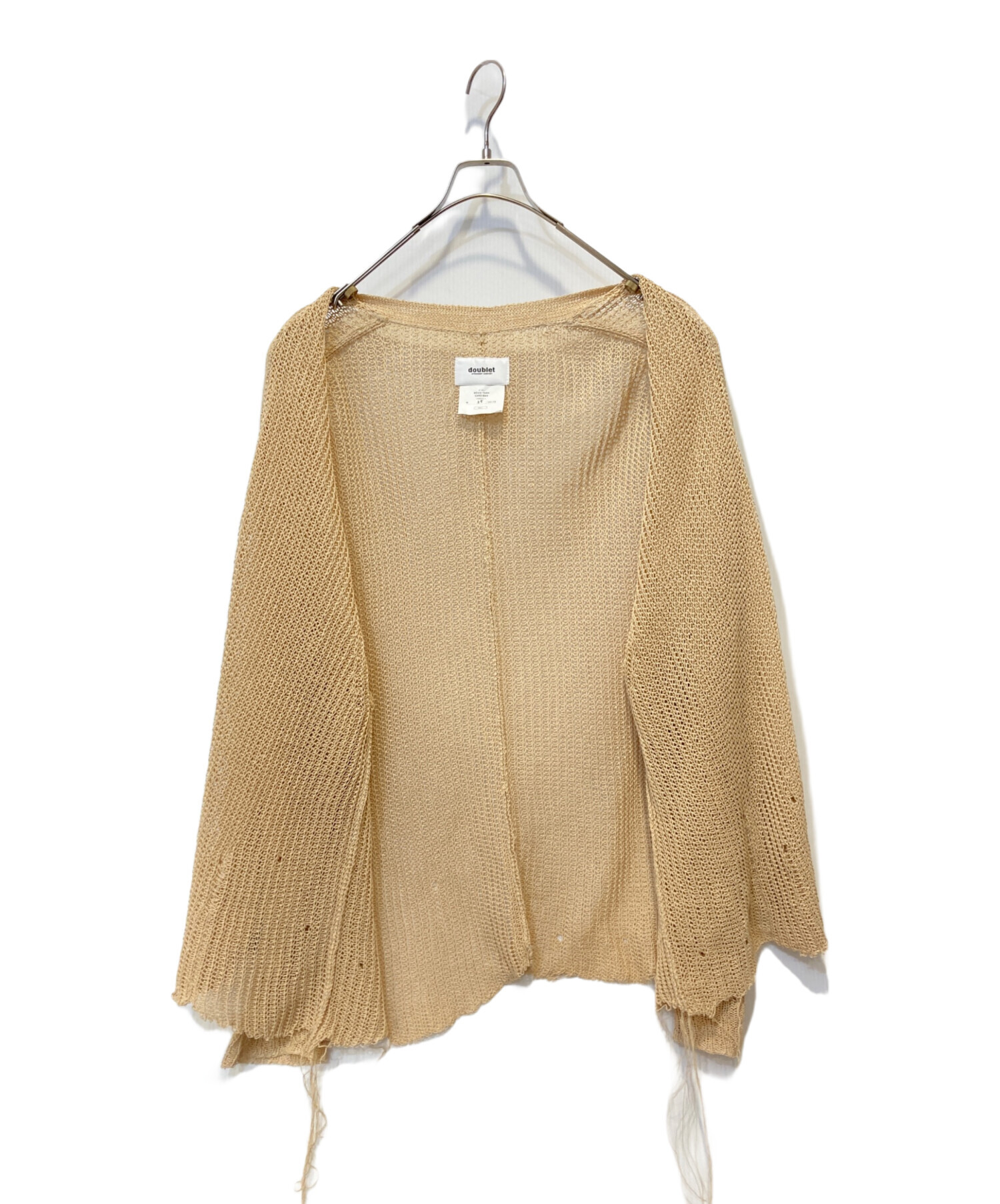 【中古】doublet WOOD YARN CARDIGAN M 中古・古着通販】doublet (ダブレット) Wood Yarn Cardigan ベージュ