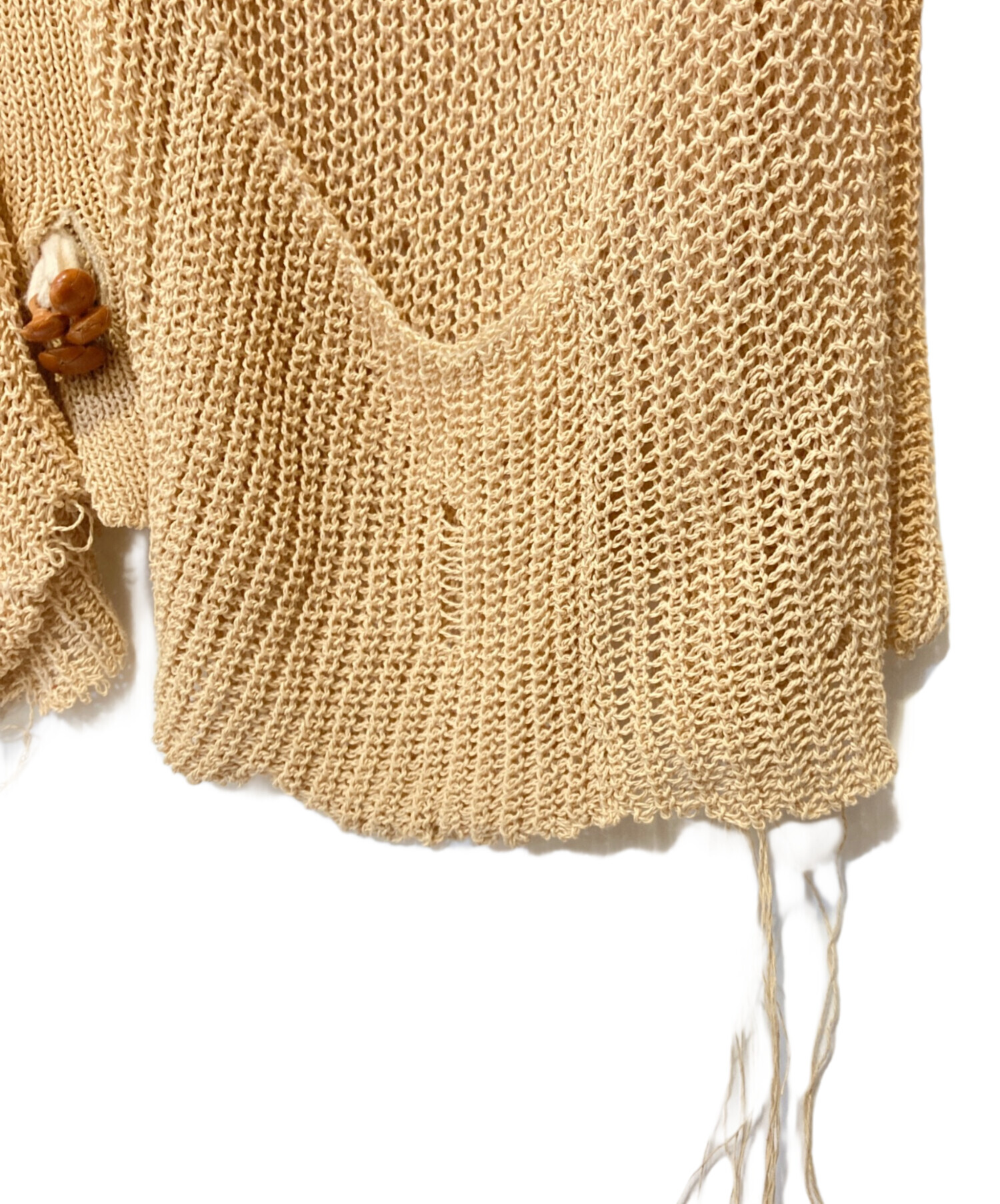 【中古】doublet WOOD YARN CARDIGAN M 中古・古着通販】doublet (ダブレット) Wood Yarn Cardigan ベージュ