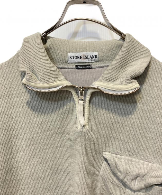 スートーンアイランド ハーフジップ スウエット 袖ロゴワンポイント Lサイズ 中古・古着通販】STONE ISLAND (ストーンアイランド) ハーフジップ