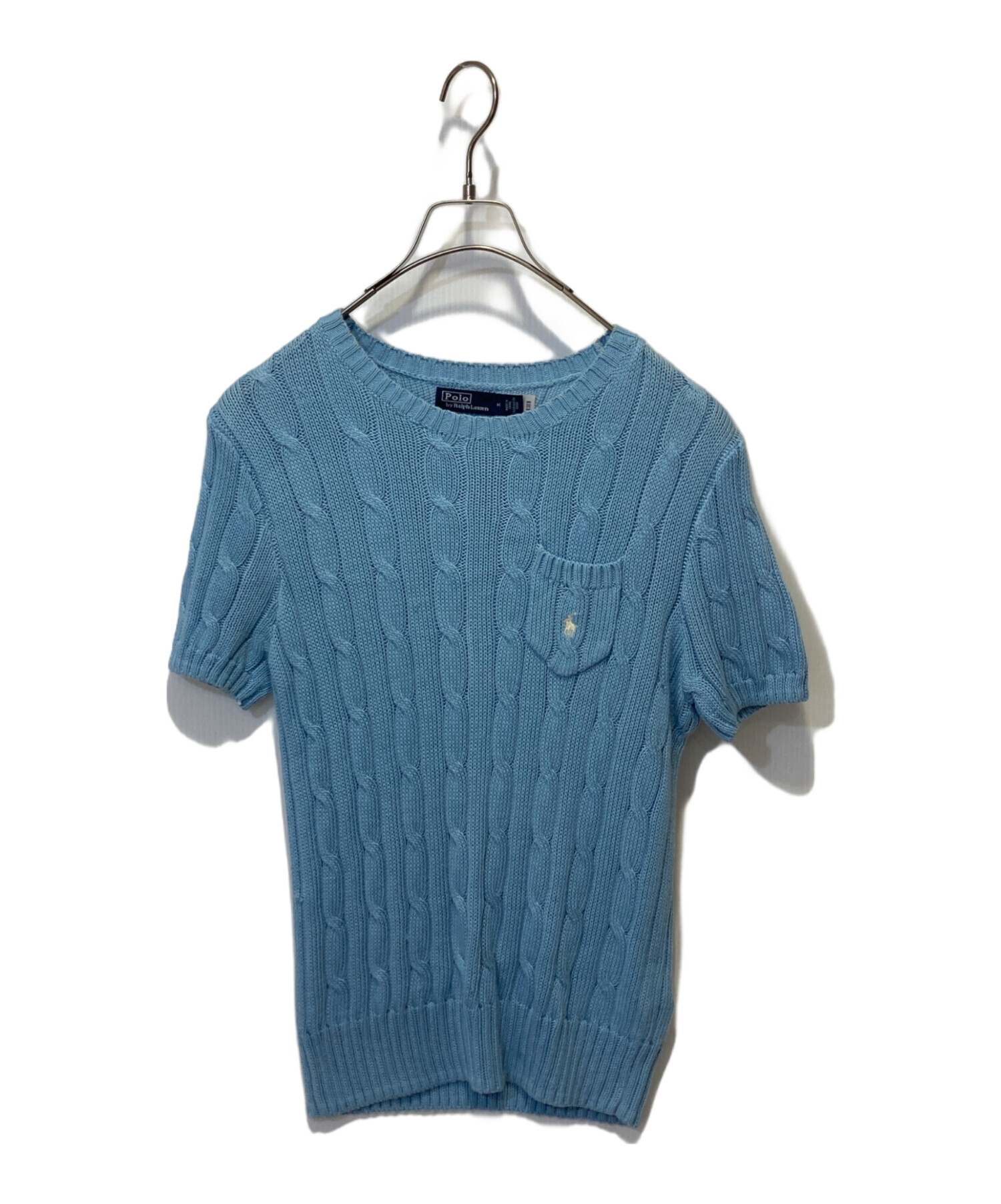 ラルフローレン　半袖ニット(水色) 中古・古着通販】POLO RALPH LAUREN (ポロ・ラルフローレン) 半袖