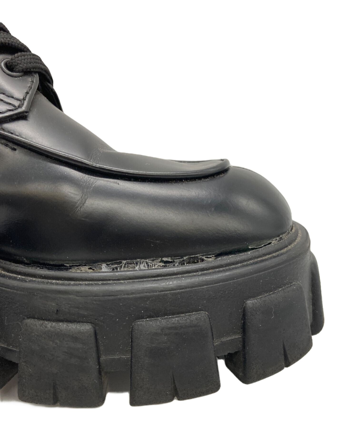 中古・古着通販】PRADA (プラダ) モノリスレースアップブーツ ブラック