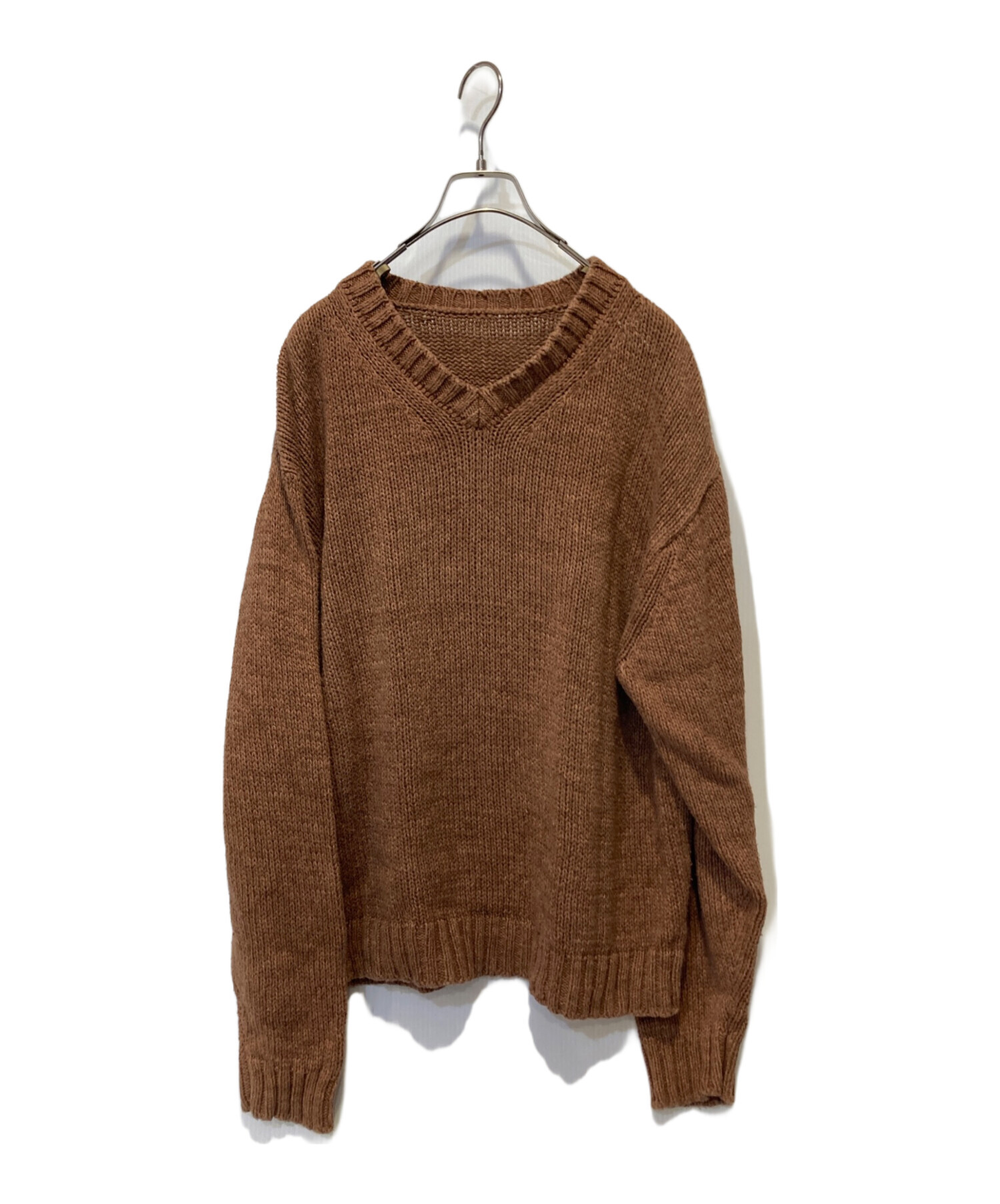 テンダーロイン　V NECK COTTON KNIT M BROWN 中古・古着通販】TENDERLOIN (テンダーロイン) V NECK COTTON KNIT