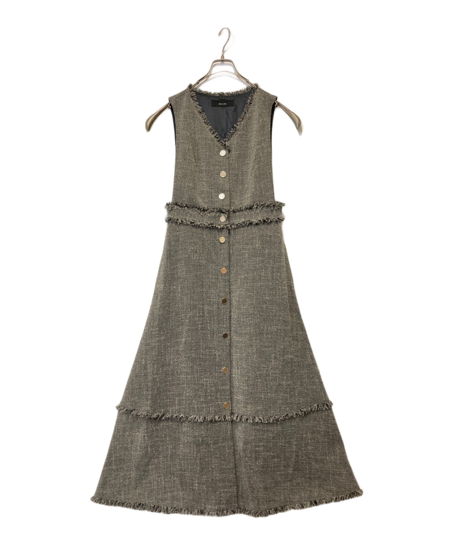 アルアバイル　ノンウールツイードフリンジフレアワンピース　ルルウィルビー allureville（アルアバイル）の「ノンウールツイードフリンジ