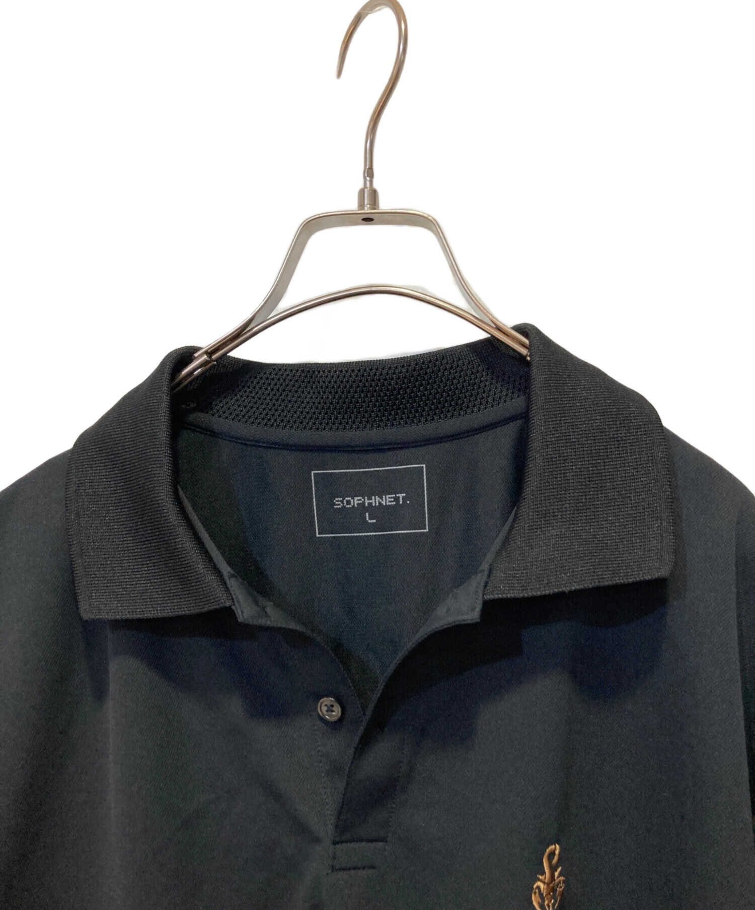 【未使用タグ付】 SOPHNET. ソフネット ワイド　ポロシャツ　黒　XL SOPHNET.（ソフネット） ポロシャツ WASHABLE SUMMER WOOL POLO SHIRT