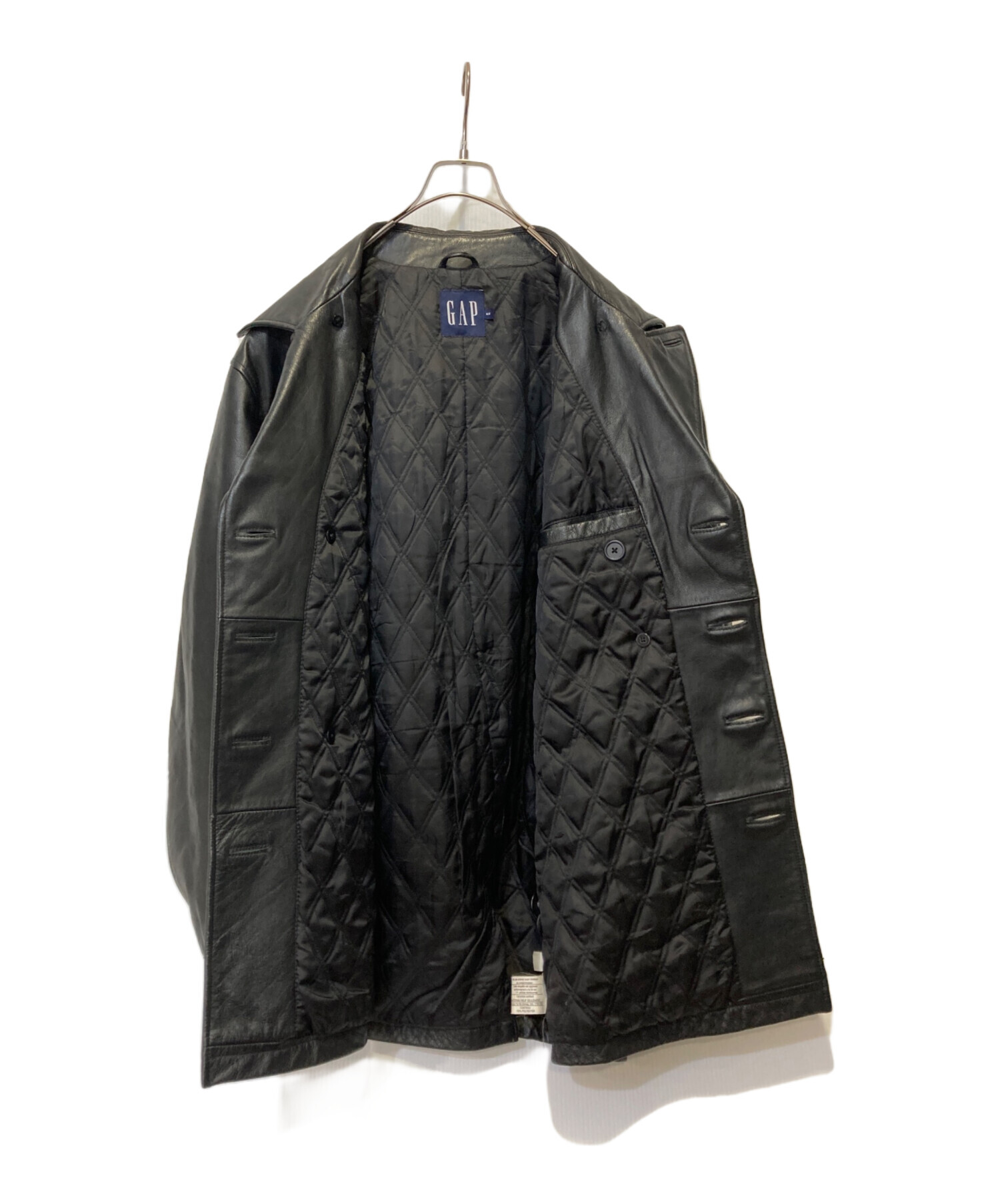 中古・古着通販】GAP (ギャップ) レザーPコート ブラック サイズ:M