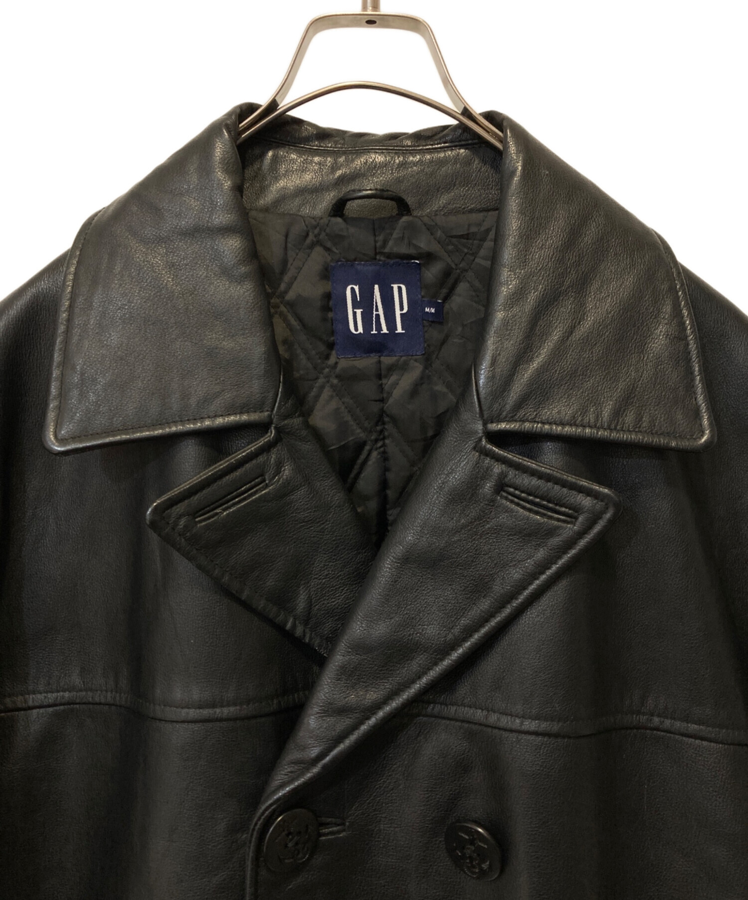 Gap ギャップ　メンズコート　Mサイズ 中古・古着通販】GAP (ギャップ) レザーPコート ブラック サイズ:M