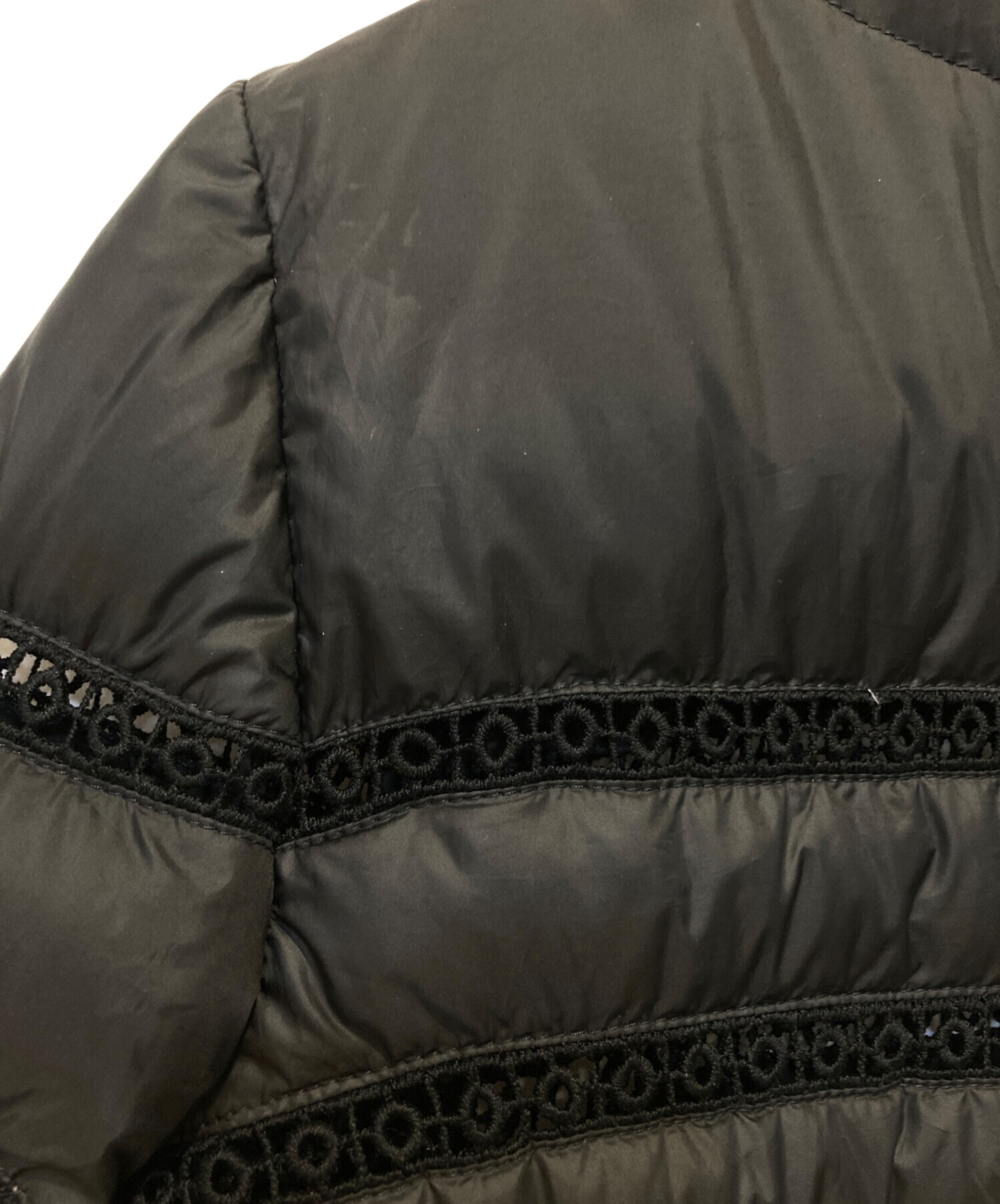 中古・古着通販】MONCLER (モンクレール) レース切替ノーカラーダウン