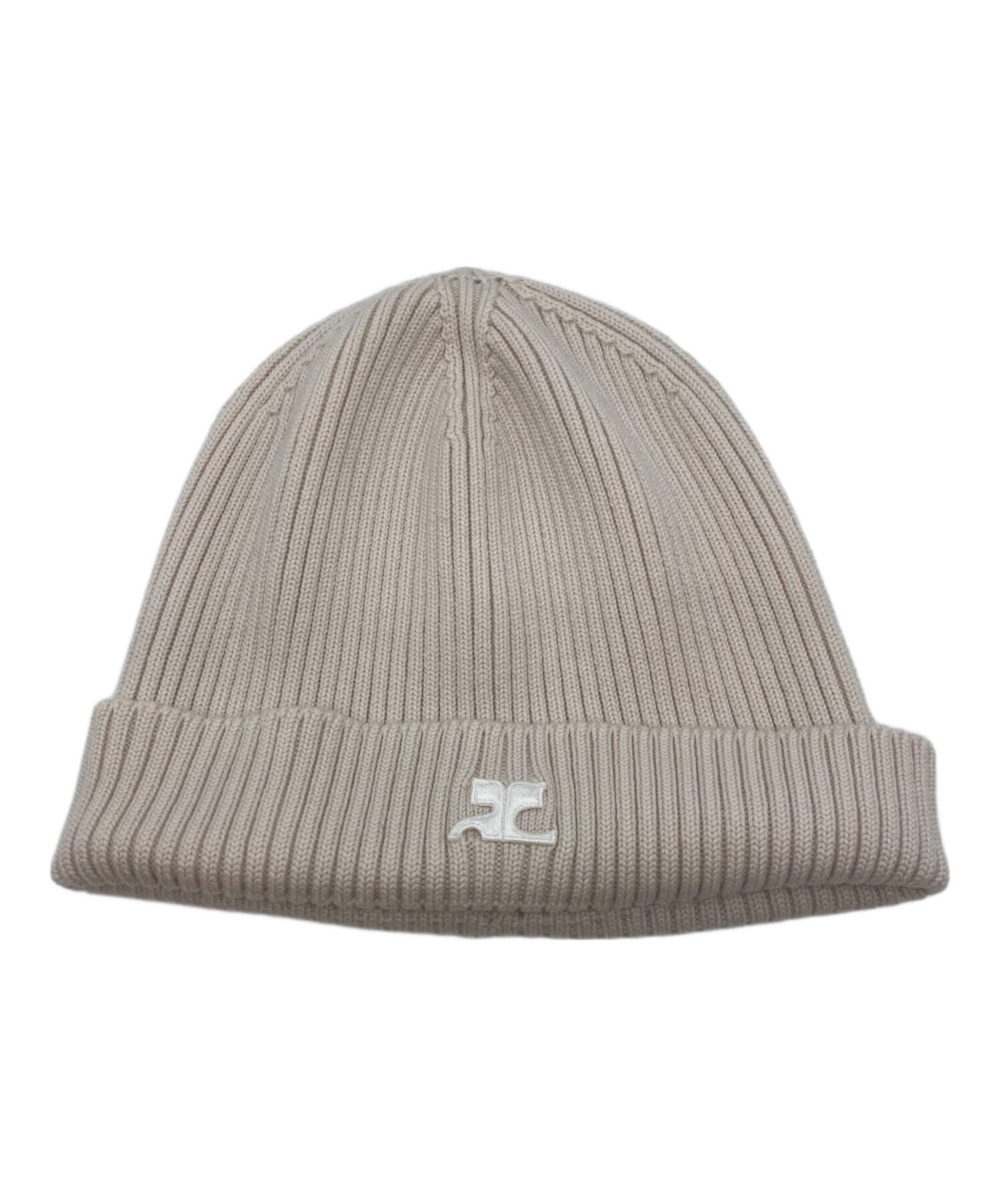 中古・古着通販】courreges (クレージュ) AC RIB KNIT HAT ベージュ
