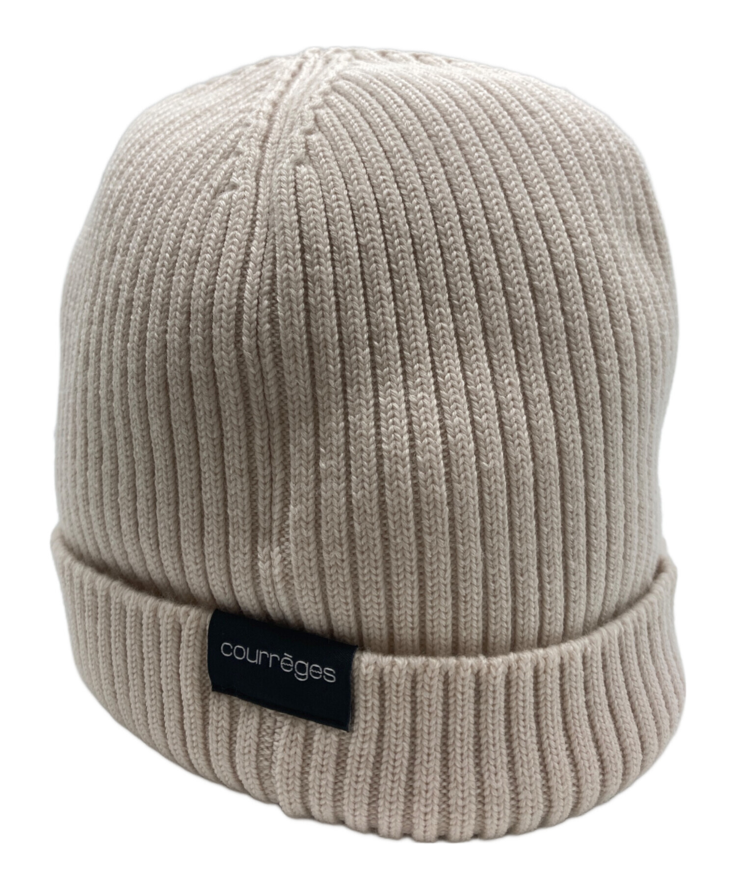 中古・古着通販】courreges (クレージュ) AC RIB KNIT HAT ベージュ