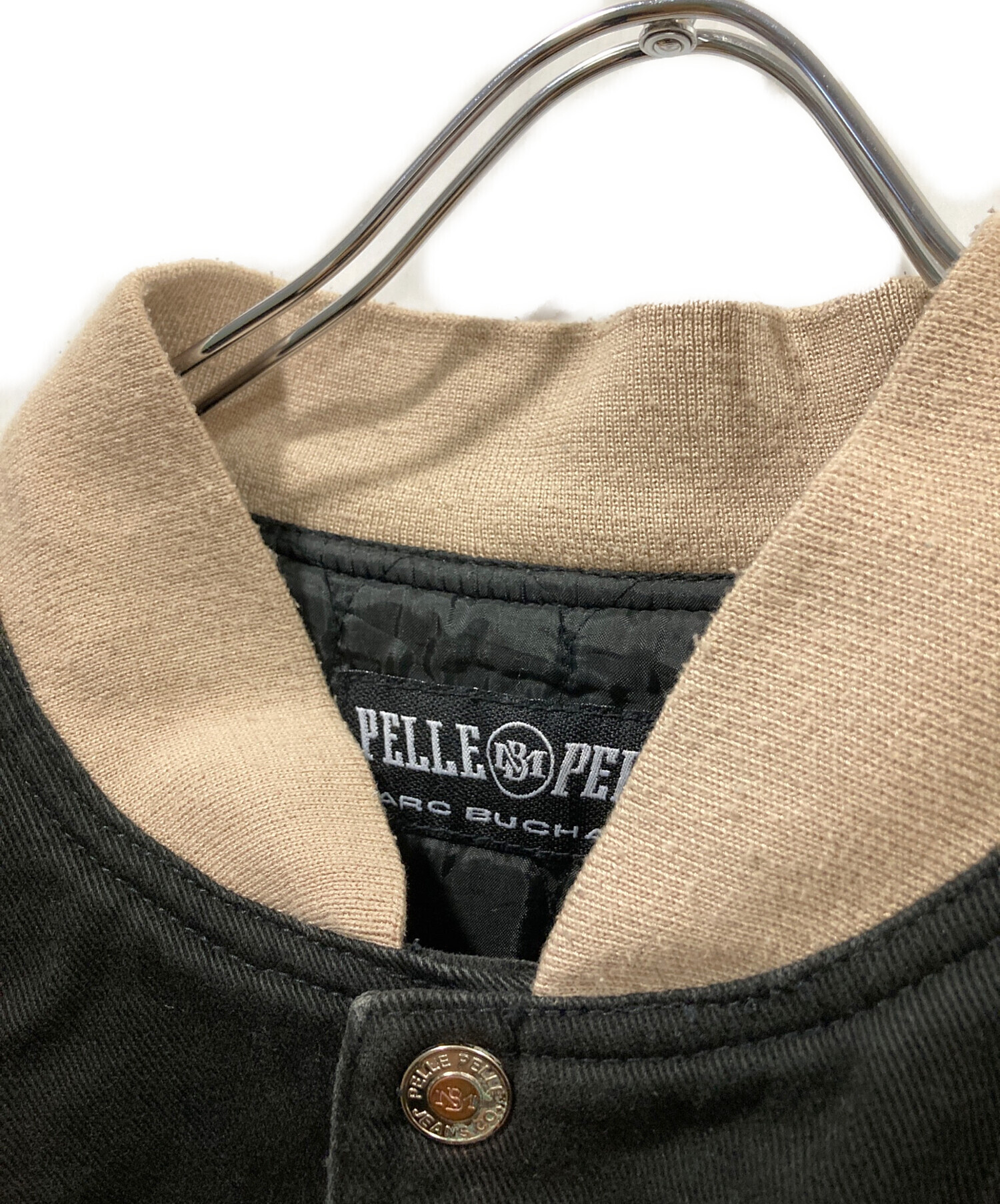 中古・古着通販】pellepelle (ペレペレ) スタジャン ブラック×ベージュ