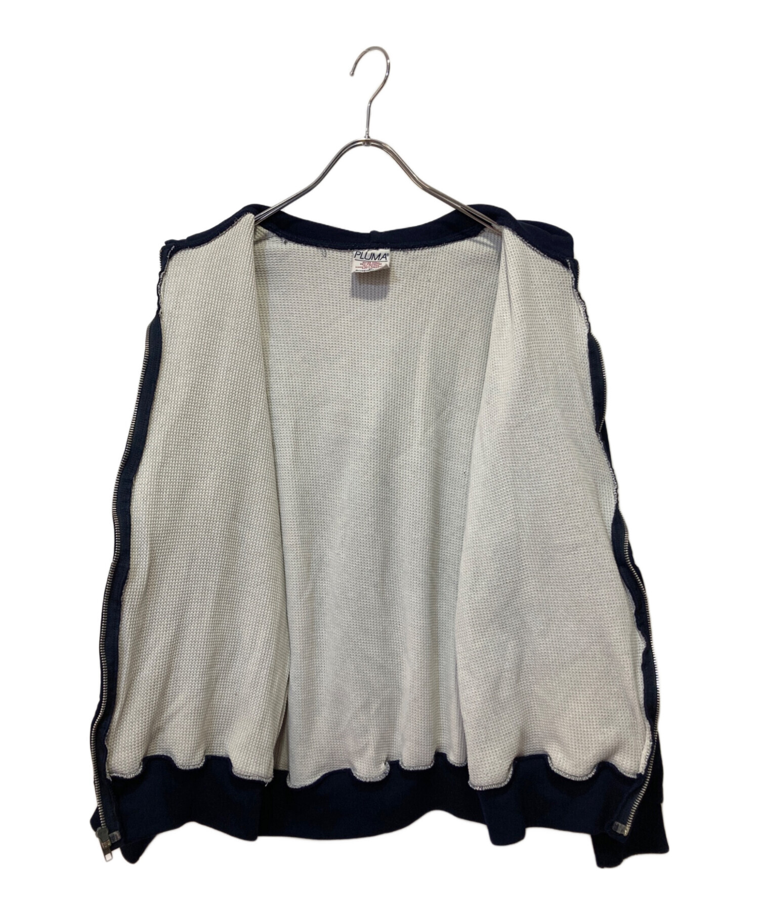 【土日限定】90s PLUMAネイビー フルジップパーカー　ダブルフェイス 90s PLUMA 裏サーマルジップパーカー ダブルフェイス ペンキ飛び