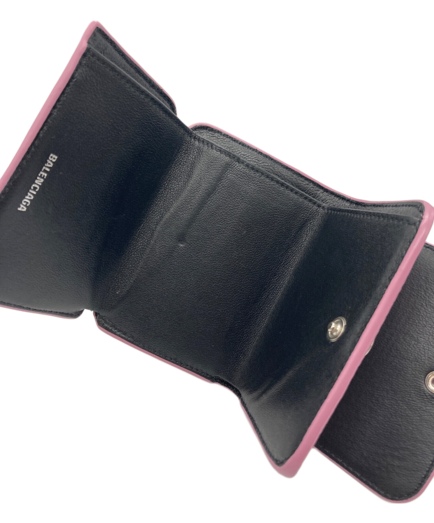 【未使用】BALENCIAGA 三つ折り財布 ピンク/ブラック 中古・古着通販】BALENCIAGA (バレンシアガ) 3つ折り財布 ピンク