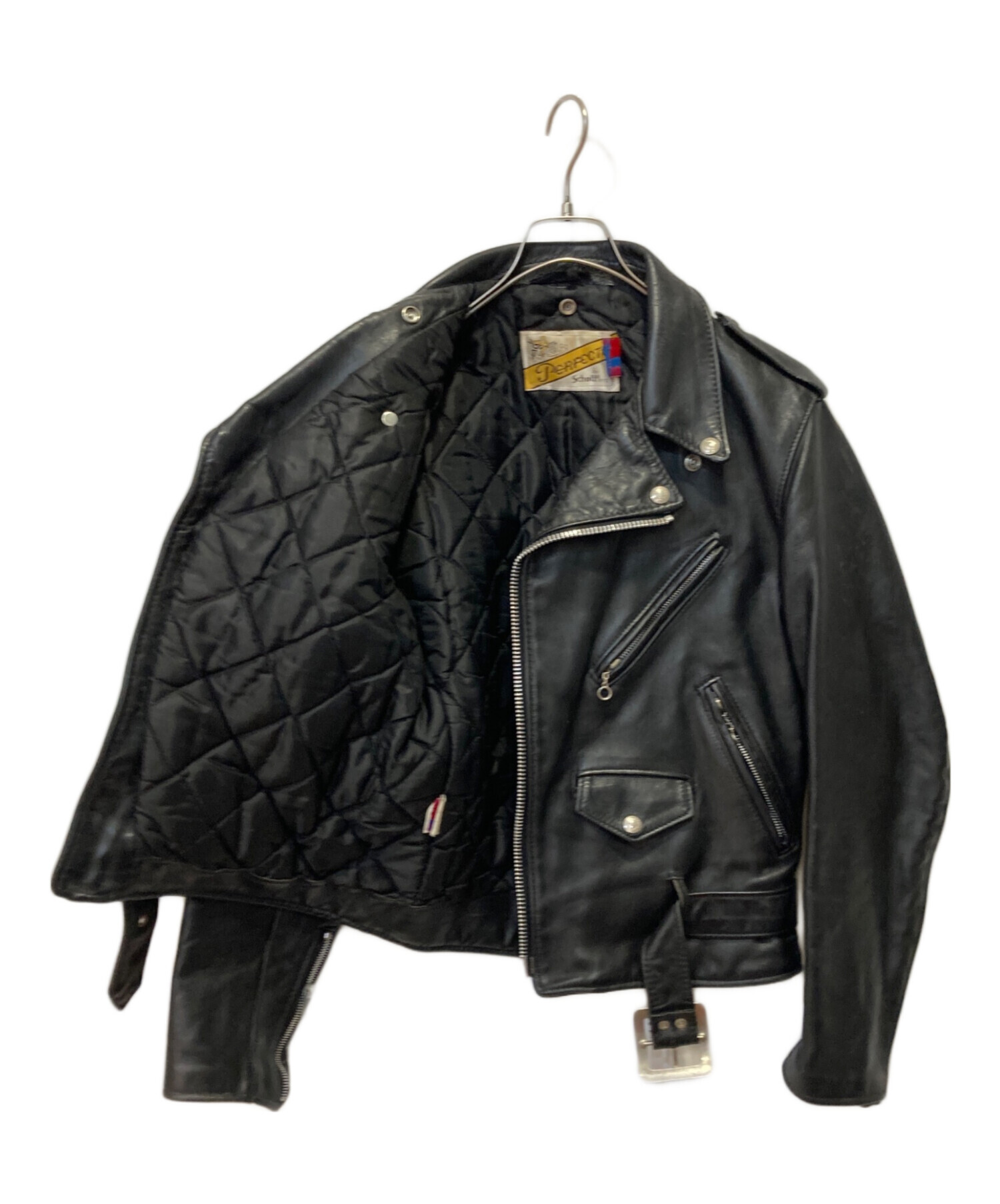 Schott ブラック シングルライダースジャケット 36 中古・古着通販】Schott (ショット) ライダースジャケット ブラック