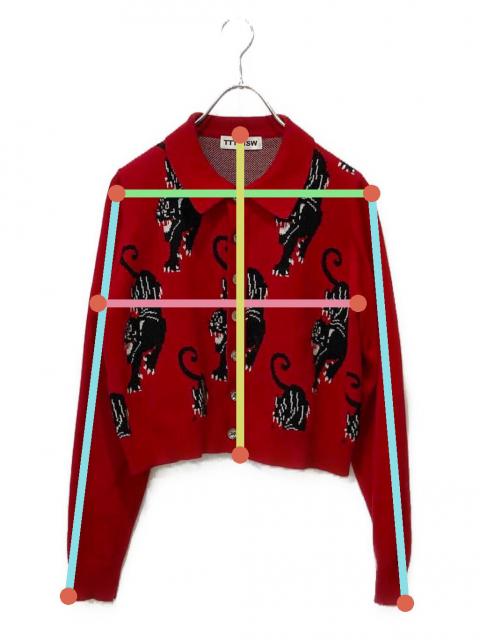 中古・古着通販】TTT MSW (ティー) カーディガン レッド サイズ