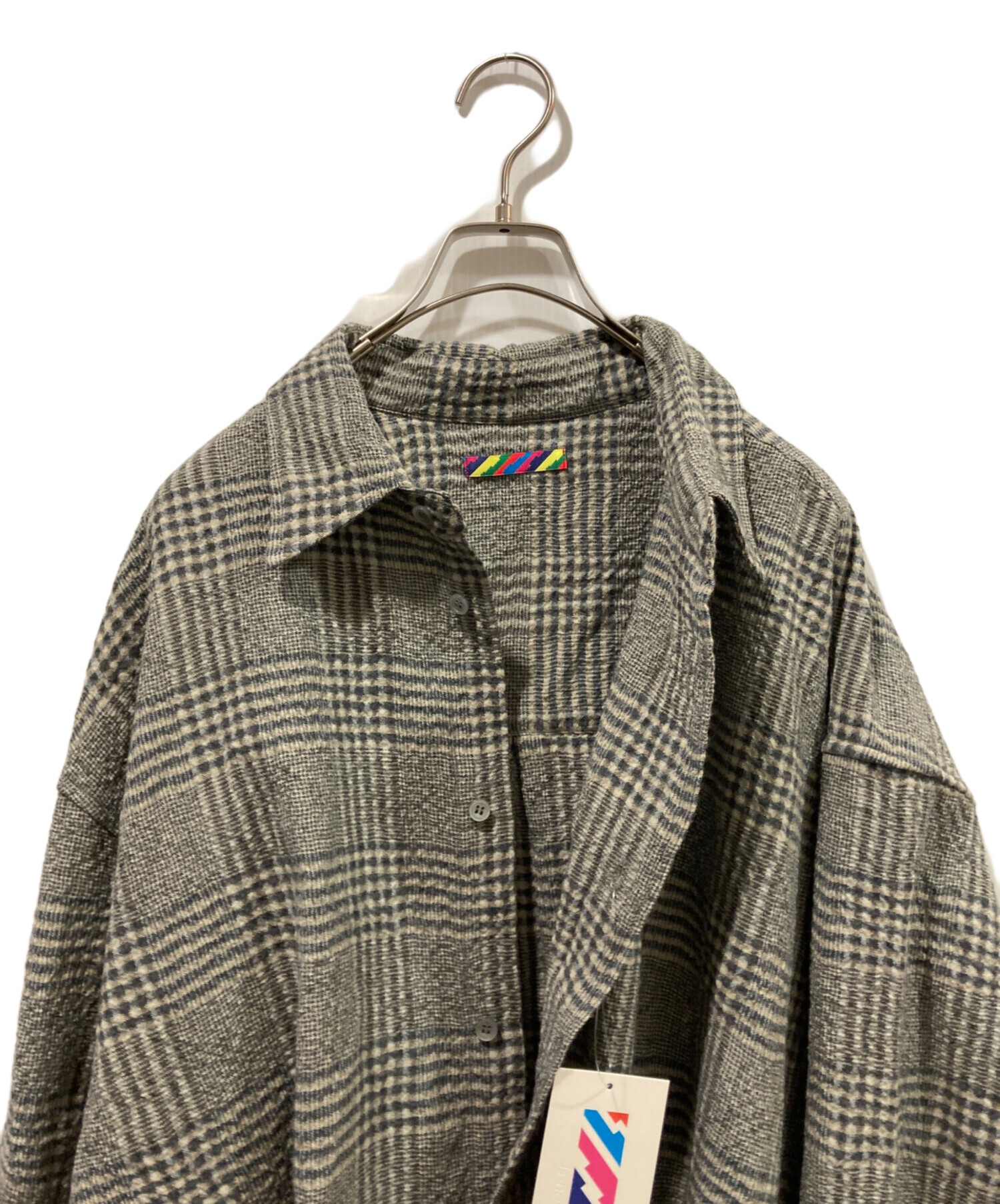 中古・古着通販】is-ness (イズネス) CHECKERED STANDARD SHIRT グレー 