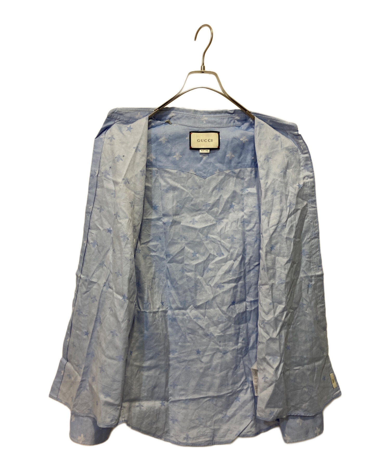 中古・古着通販】GUCCI (グッチ) BEE刺繍シャツ ブルー サイズ:41