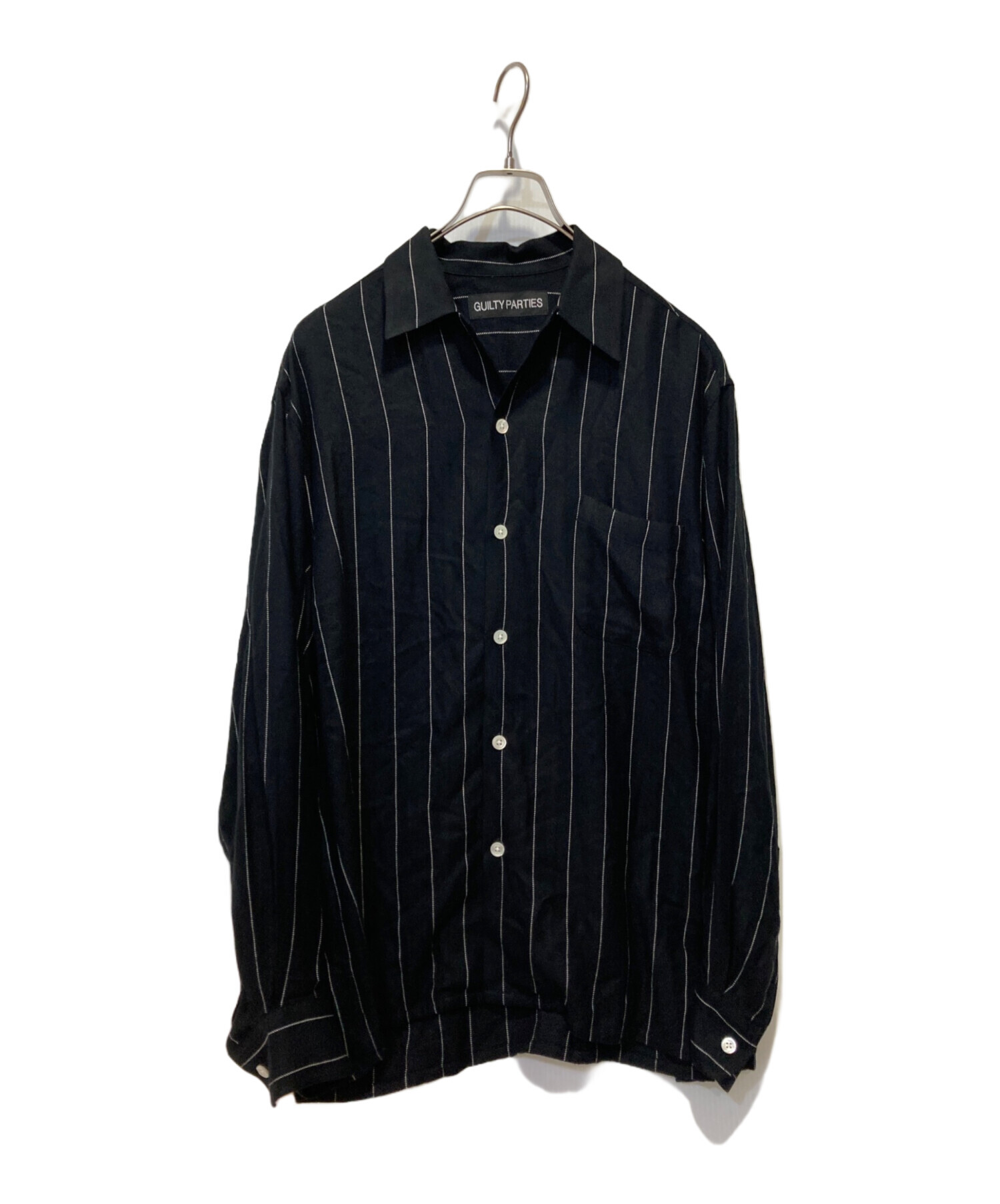 wacko maria 長袖シャツ　ストライプ　黒　ワコマリア 中古・古着通販】WACKO MARIA (ワコマリア) レーヨンストライプシャツ