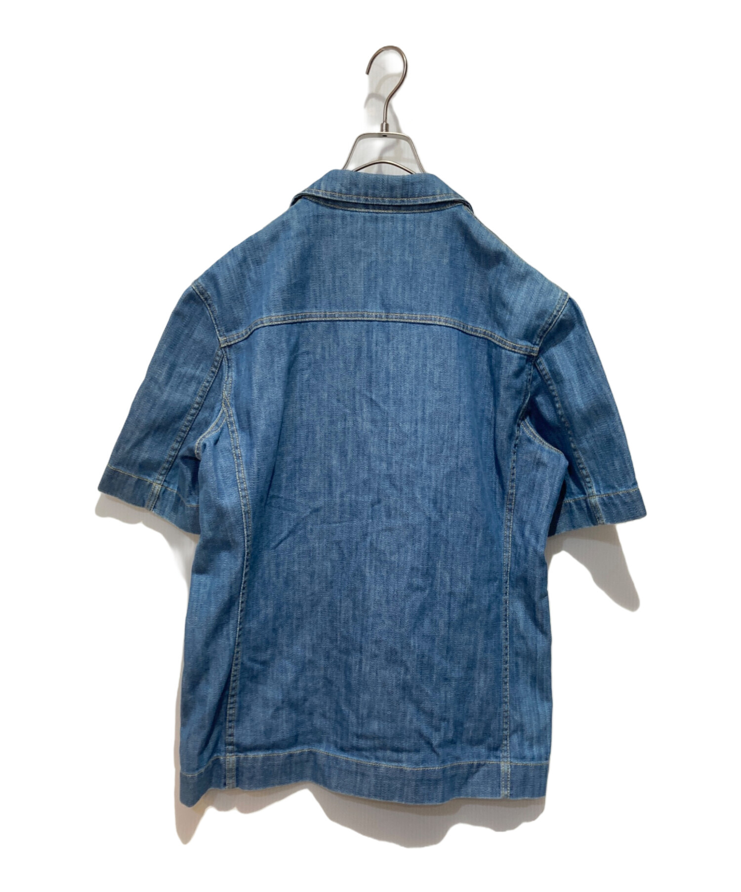 きょん♪ミュウミュウ  デニムシャツ 中古・古着通販】MIU MIU (ミュウミュウ) ロゴデニムシャツ インディゴ