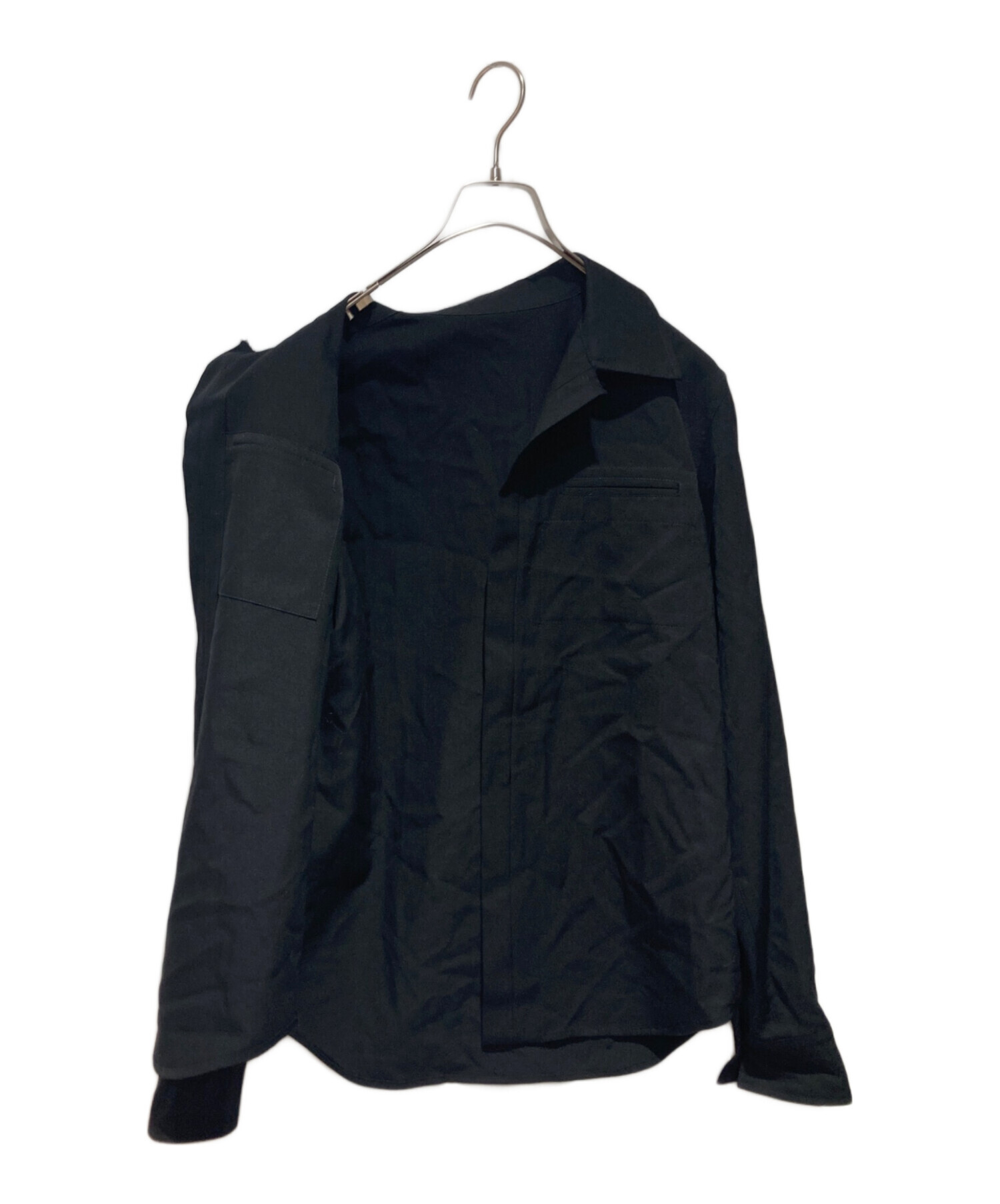 Y’s / シャツジャケット/ウールシャツジャケット/ウール/BLK/無地/YM-B05-111/レディース 中古・古着通販】Y's (ワイズ) ウールシャツジャケット ブラック