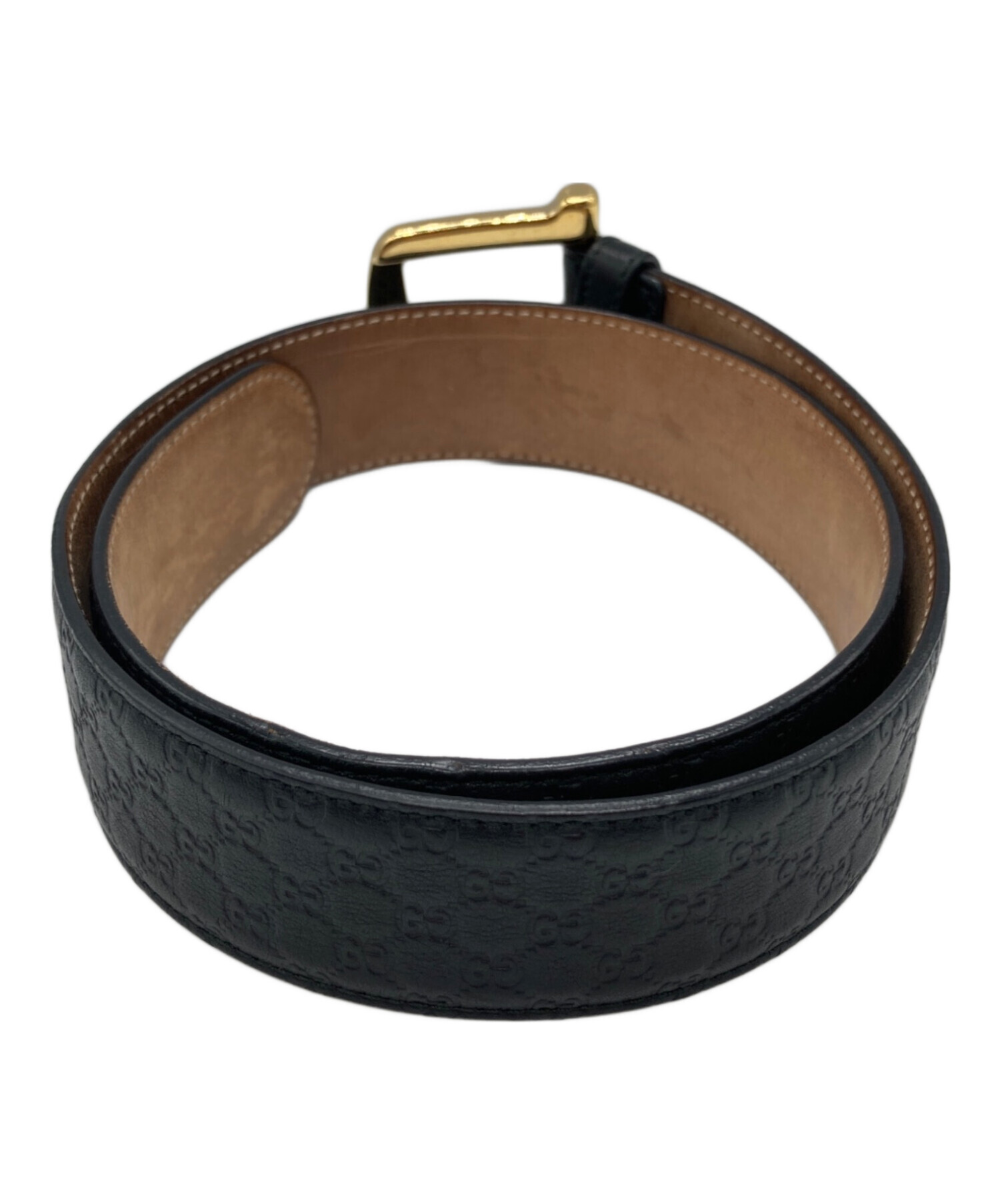 中古・古着通販】GUCCI (グッチ) GGロゴ型押しベルト ブラック サイズ