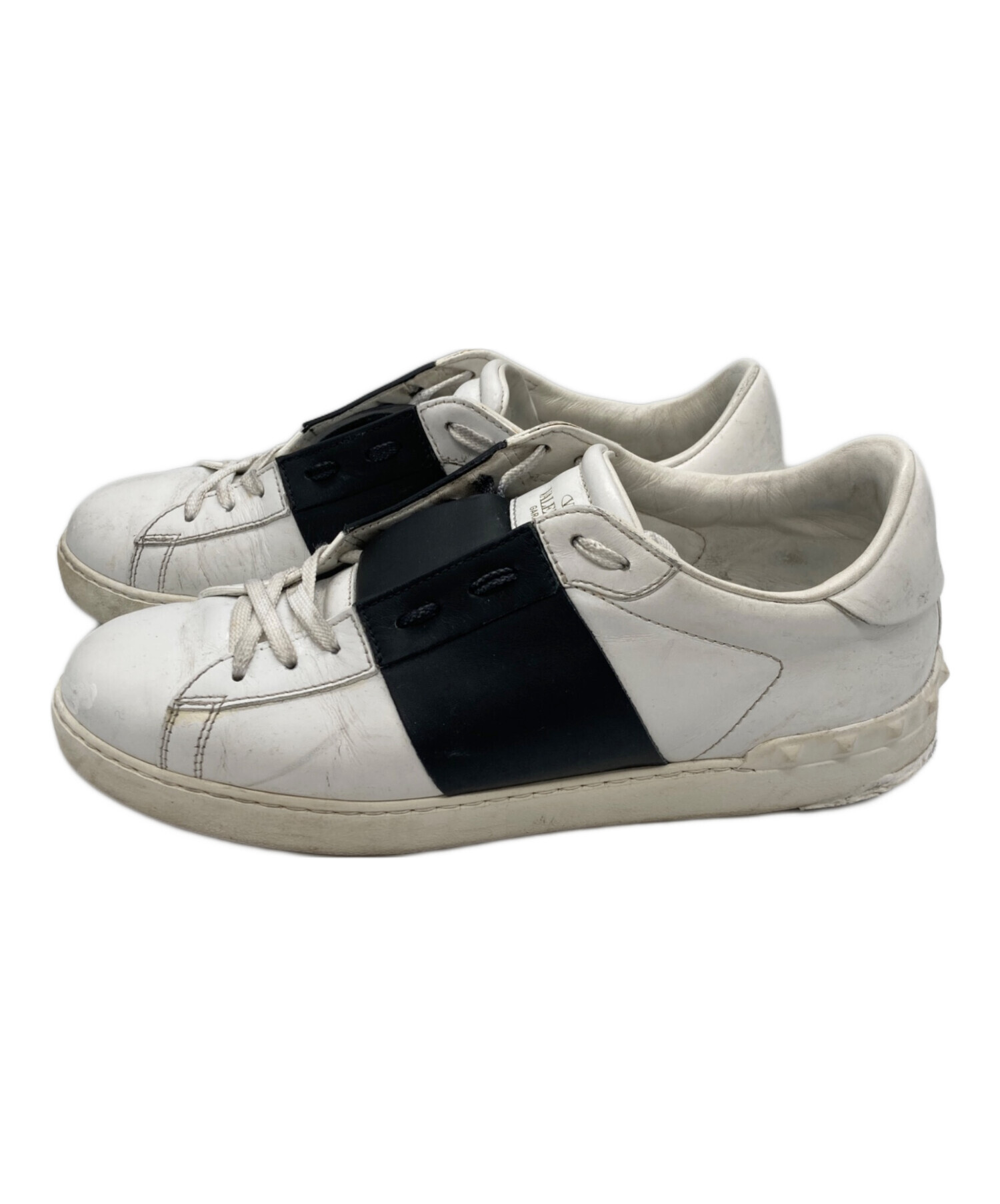 新品未使用品43サイズ(28cm)VALENTINOホワイトスニーカー 未使用 箱付 ヴァレンティノ VLTNロゴバンド スニーカー 28cm 白