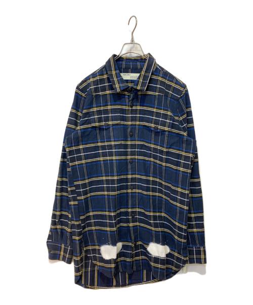 中古・古着通販】OFFWHITE (オフホワイト) チェックシャツ ネイビー