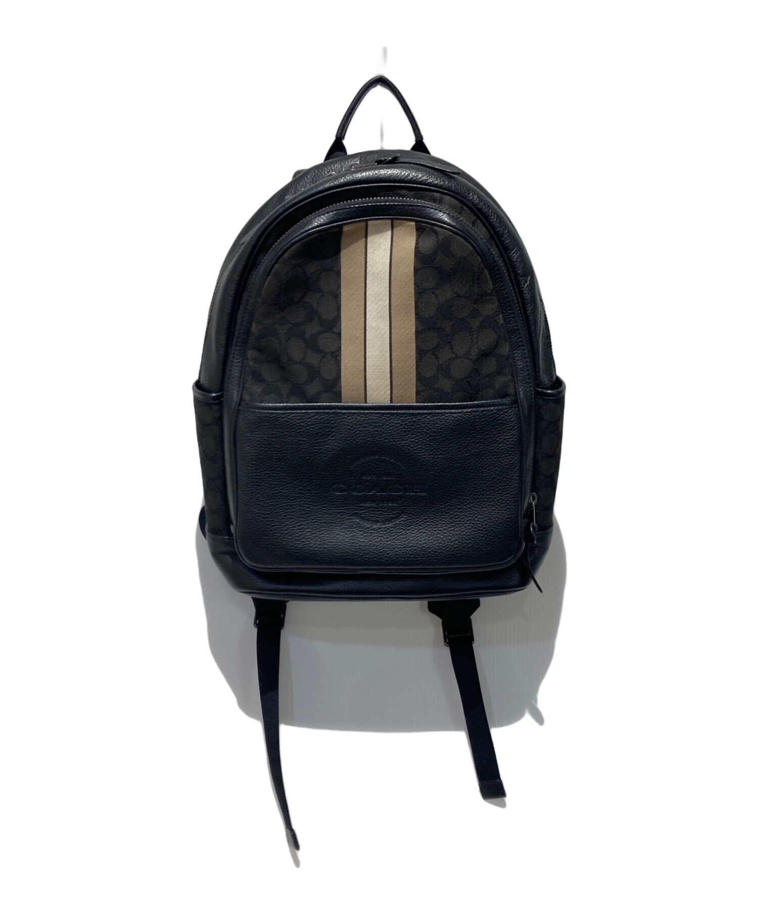 中古・古着通販】COACH (コーチ) バックパック ブラック×ベージュ 