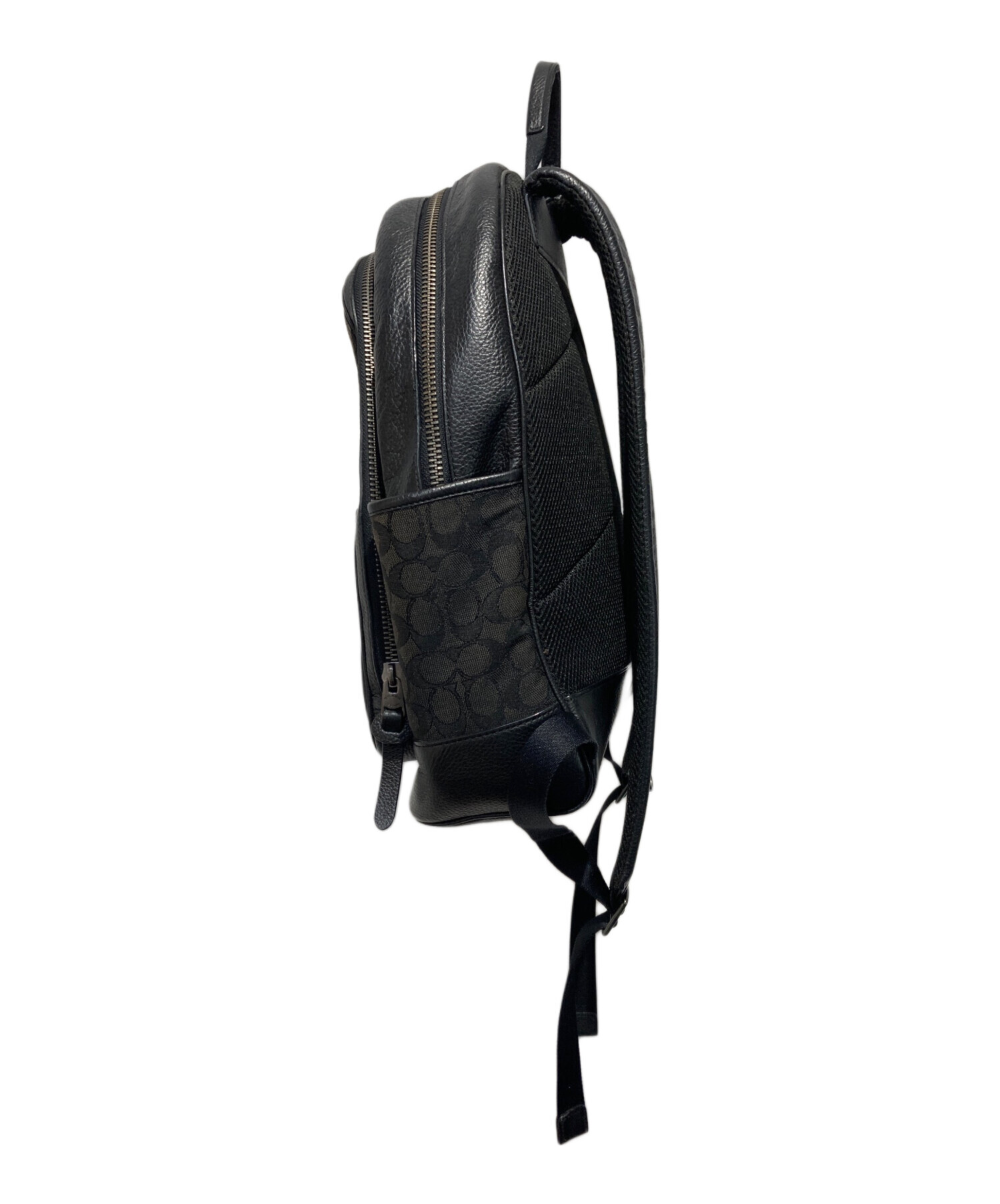 中古・古着通販】COACH (コーチ) バックパック ブラック×ベージュ 