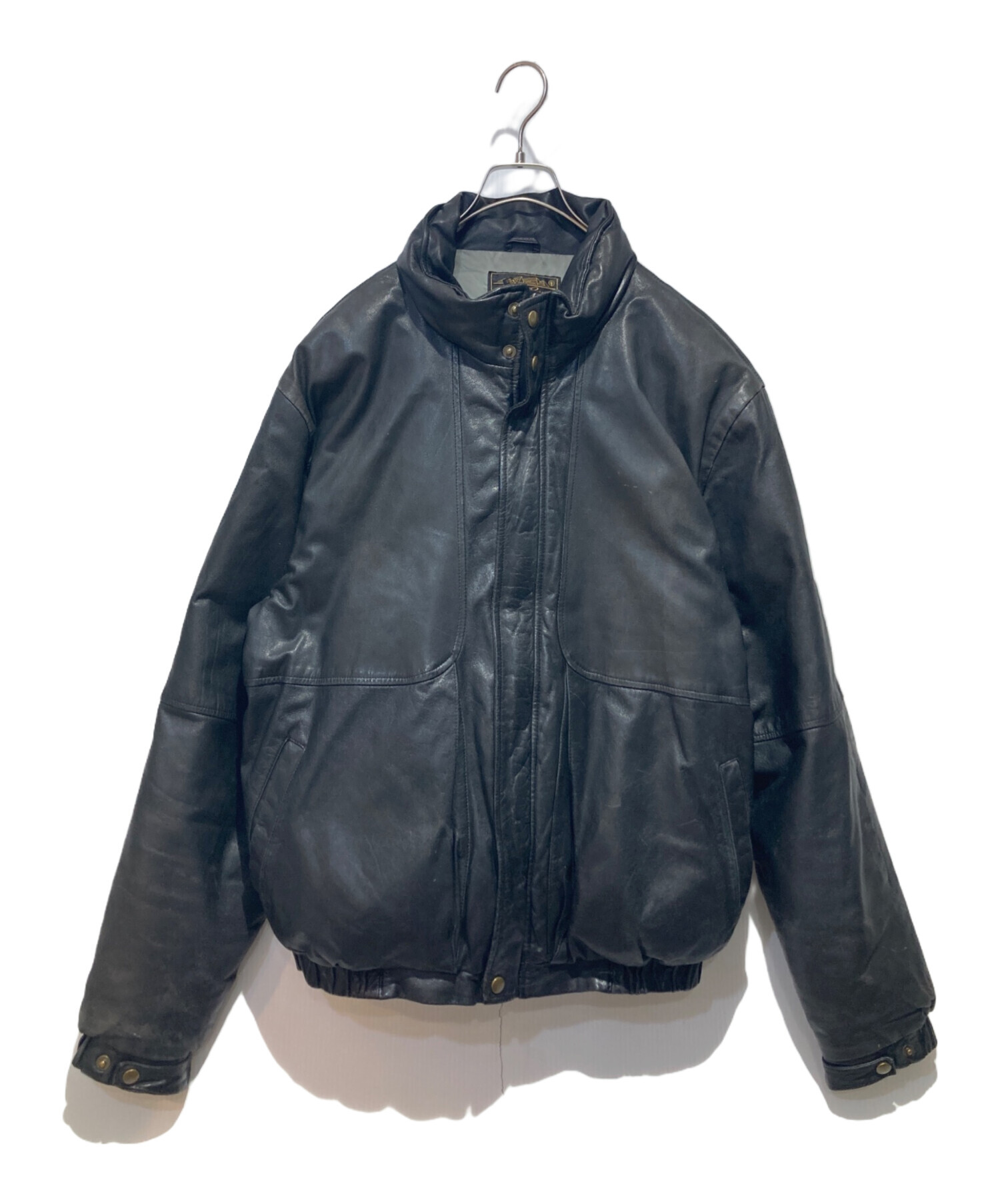 Eddie Bauer レザーダウンジャケット ブラック Lサイズ 中古・古着通販】Eddie Bauer (エディーバウアー) ダウンレザー