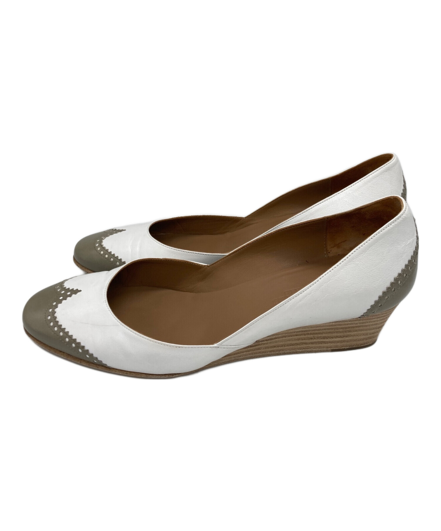 中古・古着通販】HERMES (エルメス) バイカラーパンプス ホワイト