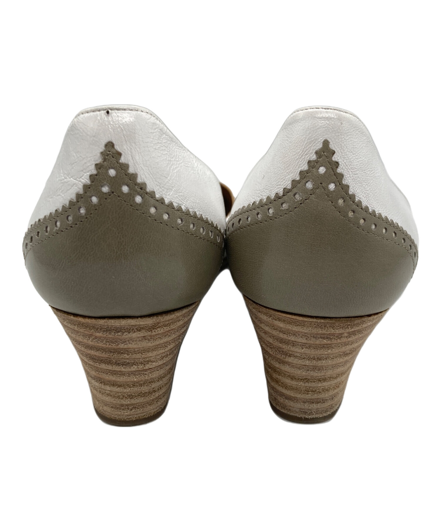 中古・古着通販】HERMES (エルメス) バイカラーパンプス ホワイト