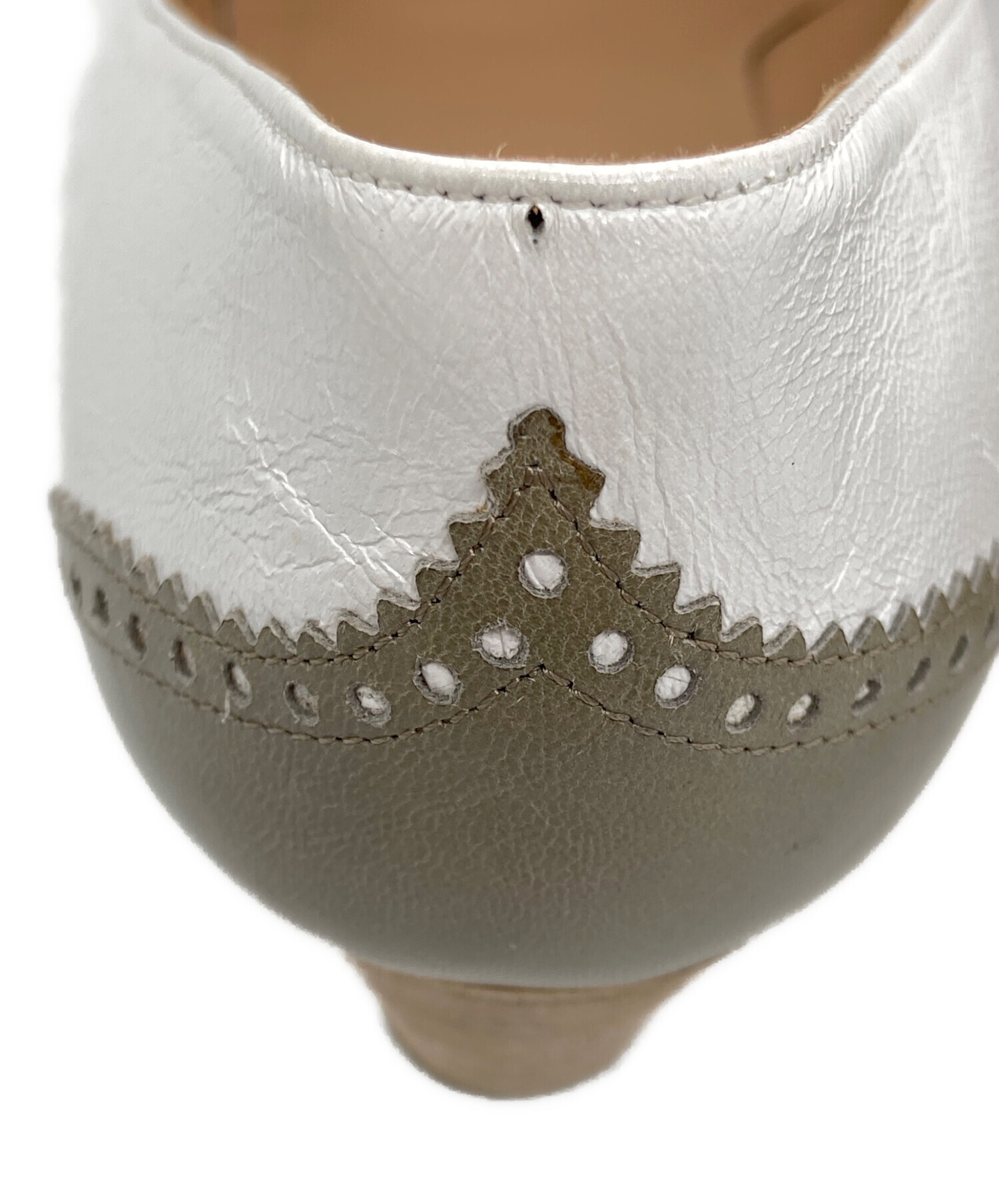 エルメス　HERMES　パンプス　ホワイト　36 中古・古着通販】HERMES (エルメス) バイカラーパンプス ホワイト