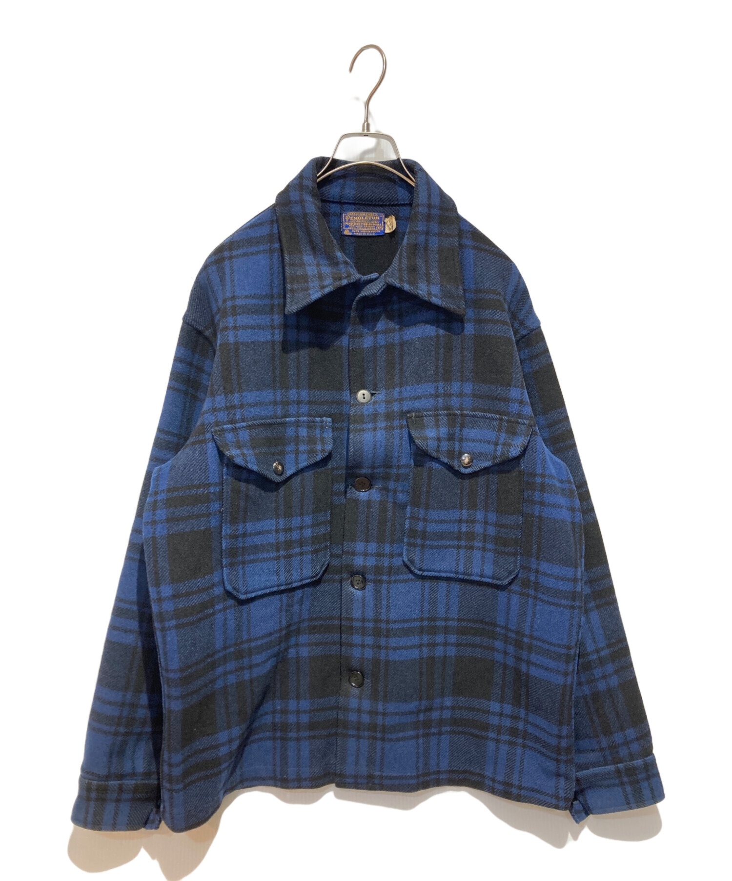 Pendleton ウールジャケットL 青と黒のチェック 中古・古着通販】PENDLETON (ペンドルトン) ウールチェックジャケット