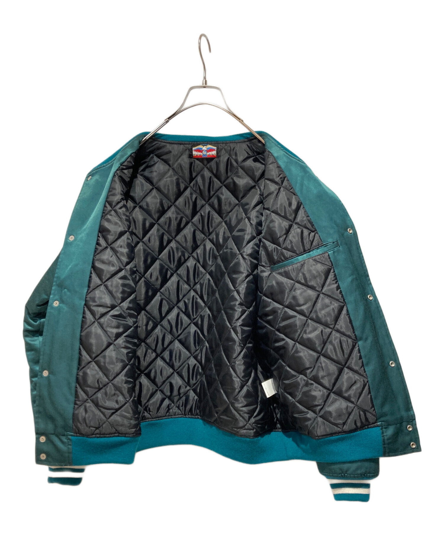 霊*子様 GOOD HELLER グッドヘラー　即完売品　超激レア　ボーン袖本革 中古・古着通販】GOOD HELLER (グッドヘラー) SATIN STADIUM JACKET