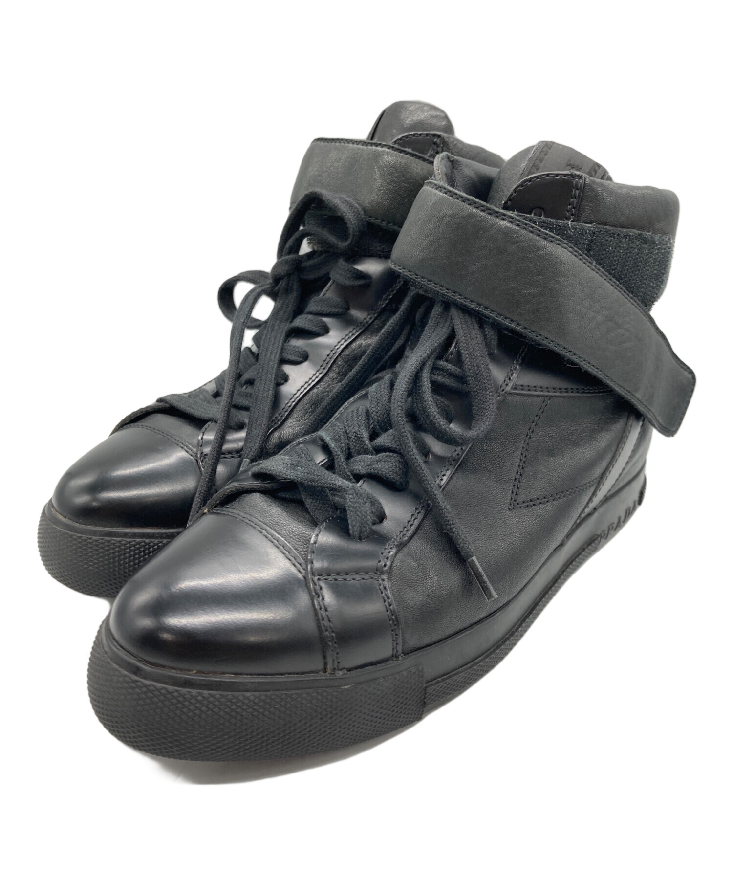 PRADA(プラダ) シューズ レザー ハイカット 中古・古着通販】PRADA (プラダ) ハイカットレザーシューズ ブラック
