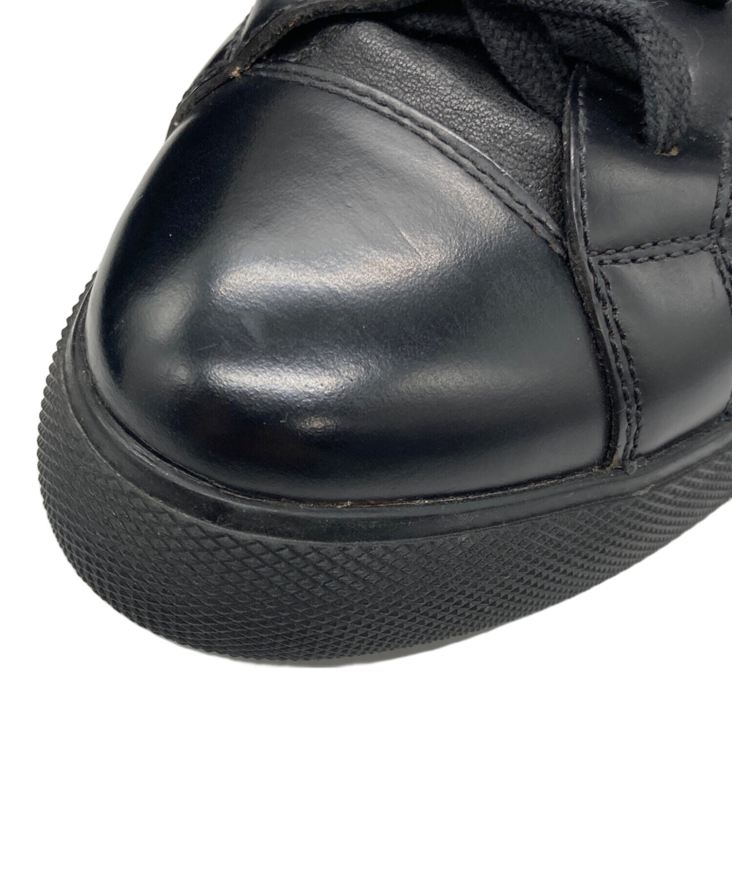 中古・古着通販】PRADA (プラダ) ハイカットレザーシューズ ブラック