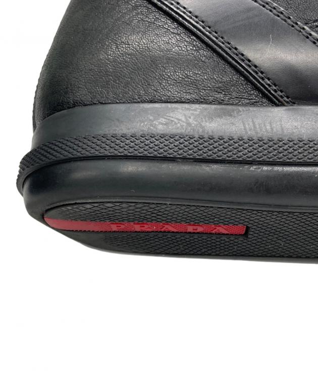 PRADA(プラダ) シューズ レザー ハイカット 中古・古着通販】PRADA (プラダ) ハイカットレザーシューズ ブラック