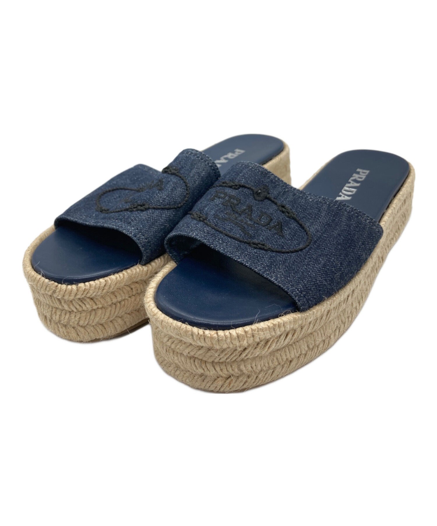 中古・古着通販】PRADA (プラダ) デニムエスパドリーユ ネイビー