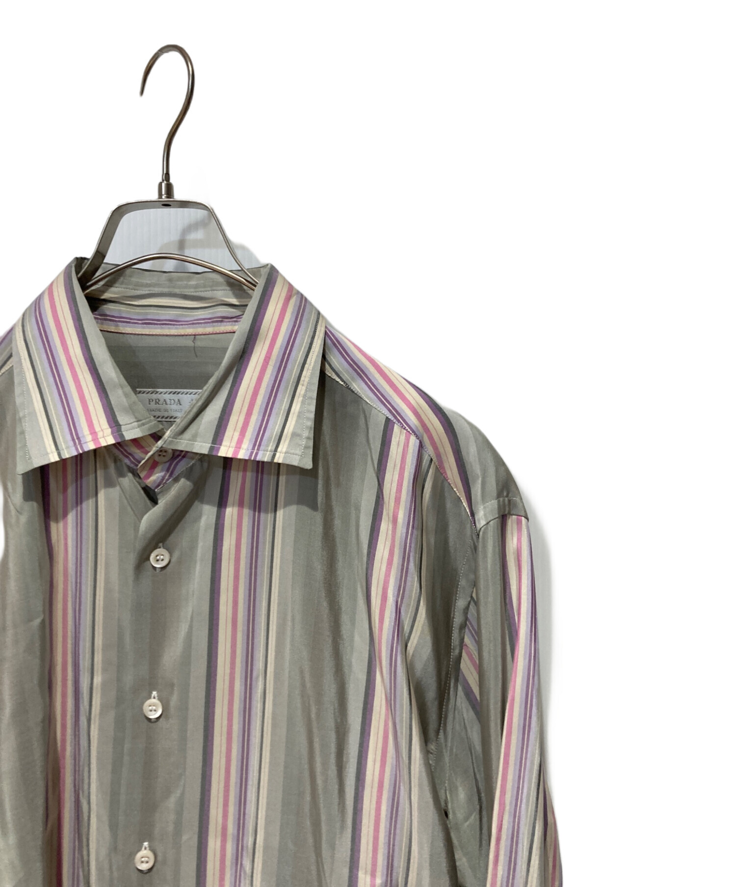 中古・古着通販】PRADA (プラダ) シルクシャツ グレー サイズ:43