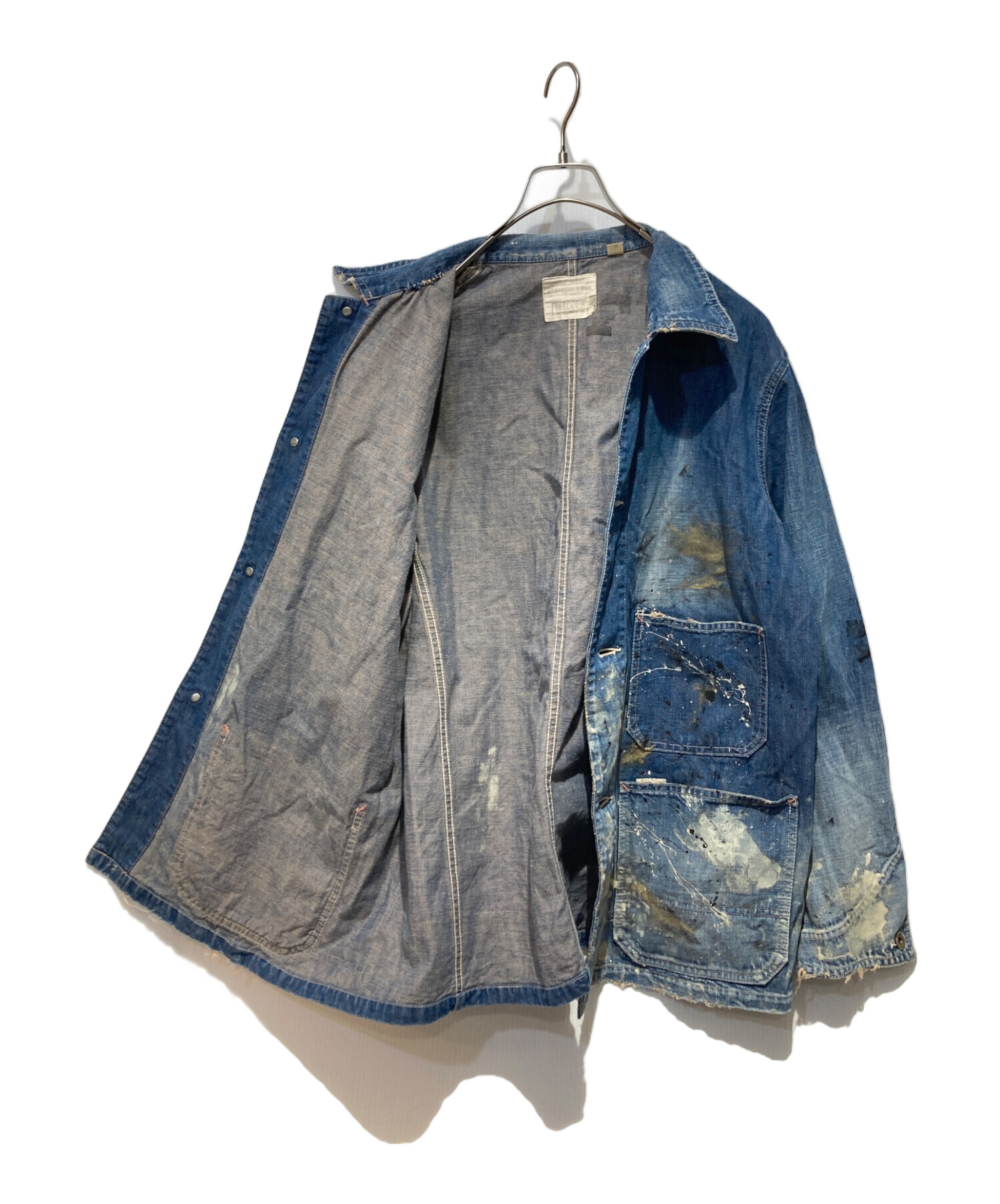 FULLCOUNT デニムカバーオール サイズ40 中古・古着通販】FULLCOUNT (フルカウント) ペンキ加工デニム